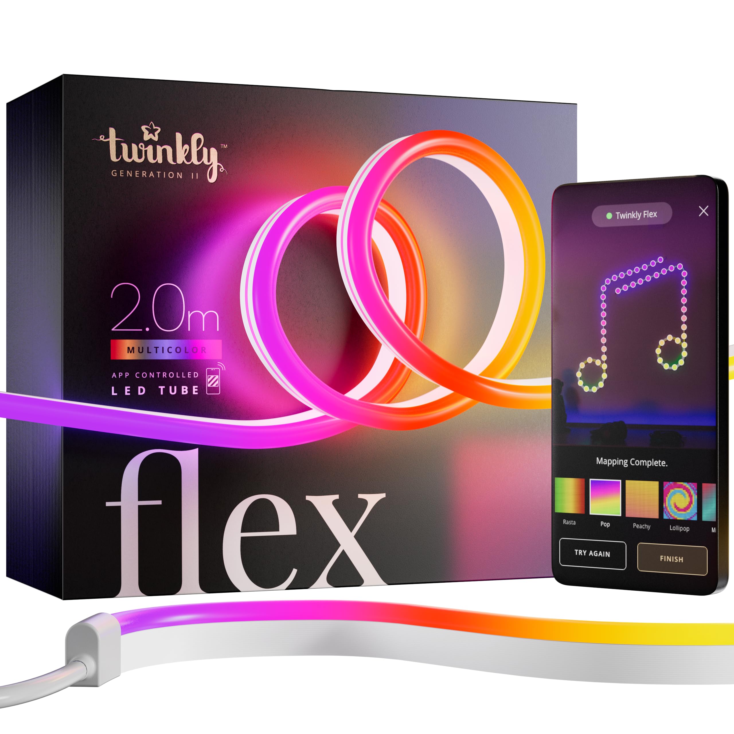 Twinkly Flex TWFL200STW-WEU - LED gaismu virtene ar RGB un USB-C vadību, 2m