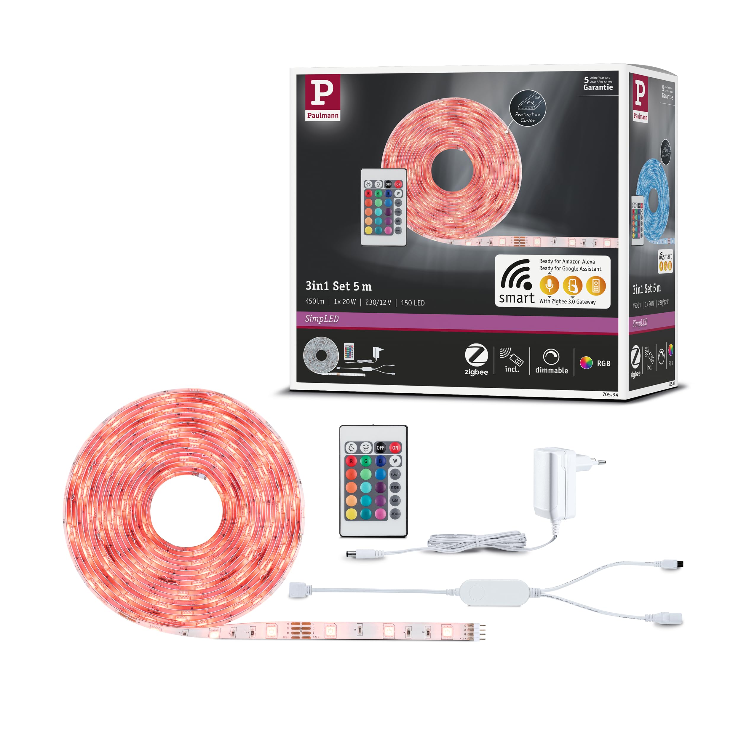 Paulmann SimpLED LED Strip Smart Home Zigbee RGB - LED lentes komplekts, 5m, 20W, 450lm