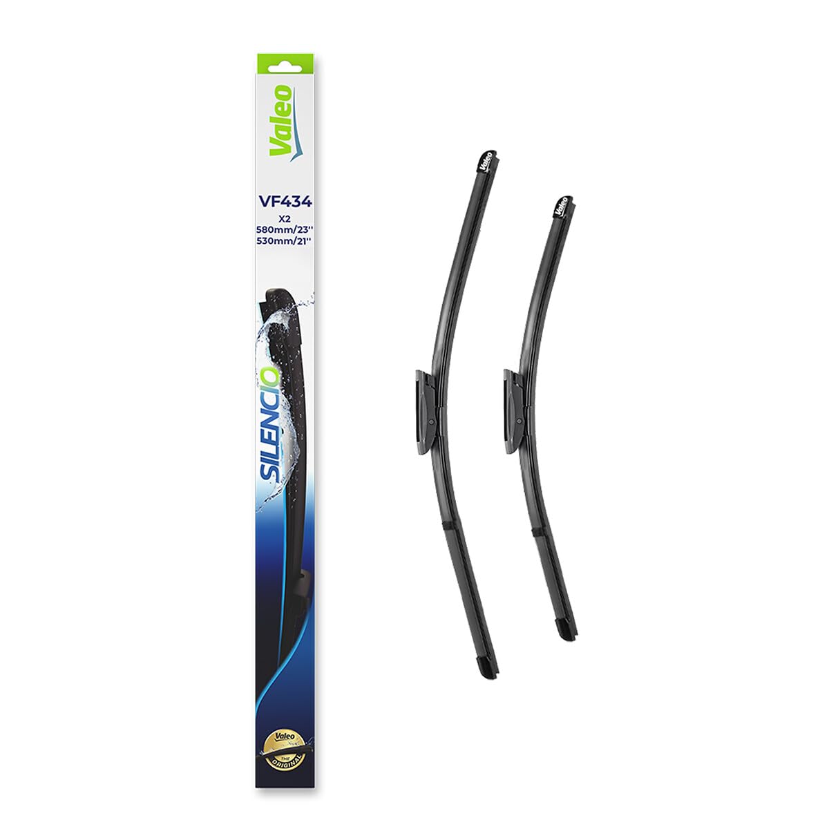 Valeo Silencio VF434 - Priekšējie stiklu tīrītāja slotiņu komplekts, 580mm un 530mm - VF434