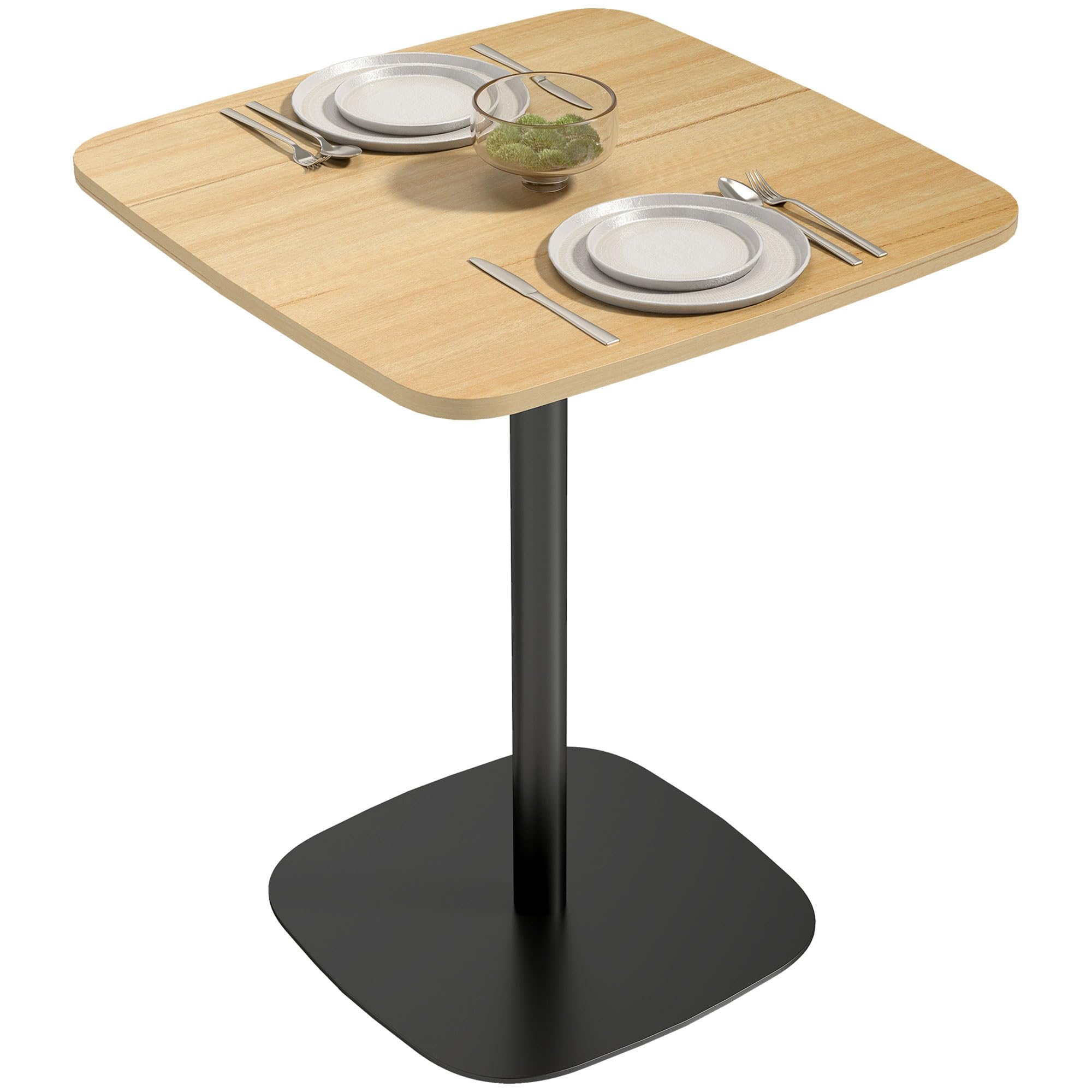 HOMCOM 83A-386V81ND - Kvadrātveida ēdamgalds 2 personām ar tērauda rāmi, 60x60 cm