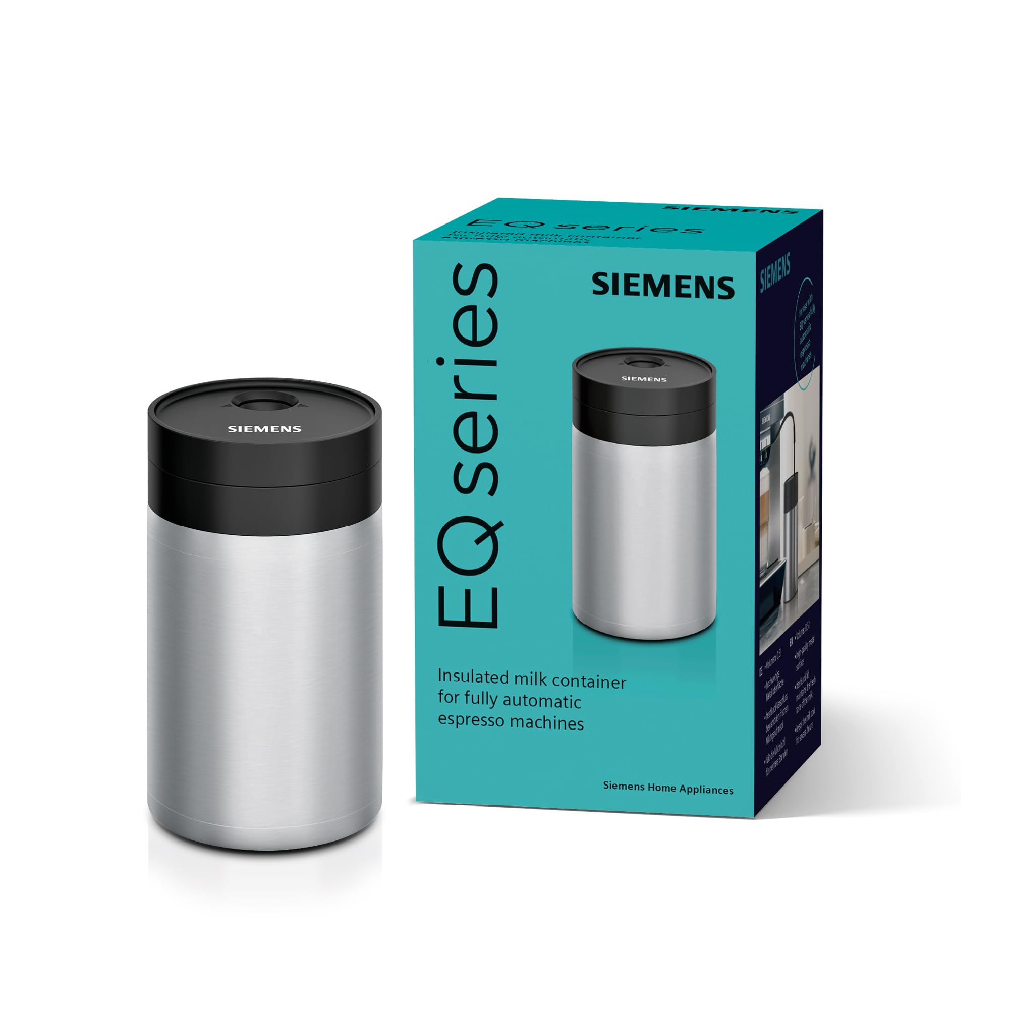 Siemens TZ80009N - Izolēts piena trauks, 0,5L, nerūsējošais tērauds, balts/melns