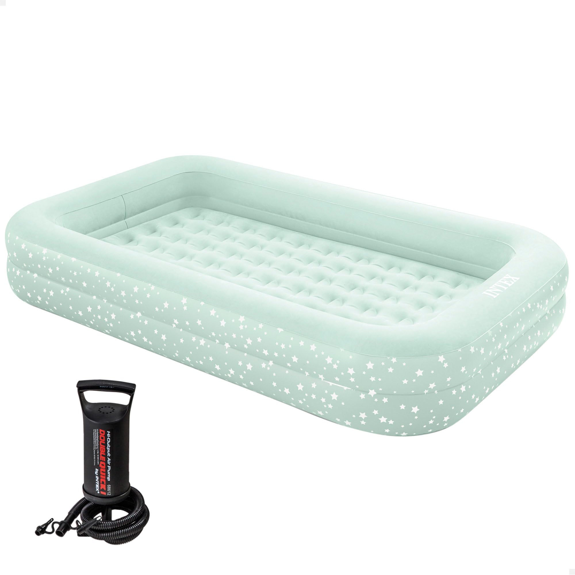Intex 66810NP / SKWWF50 - Bērnu piepūšamā ceļojuma gulta ar samta virsmu, 168x107x25 cm, 3–6 gadiem