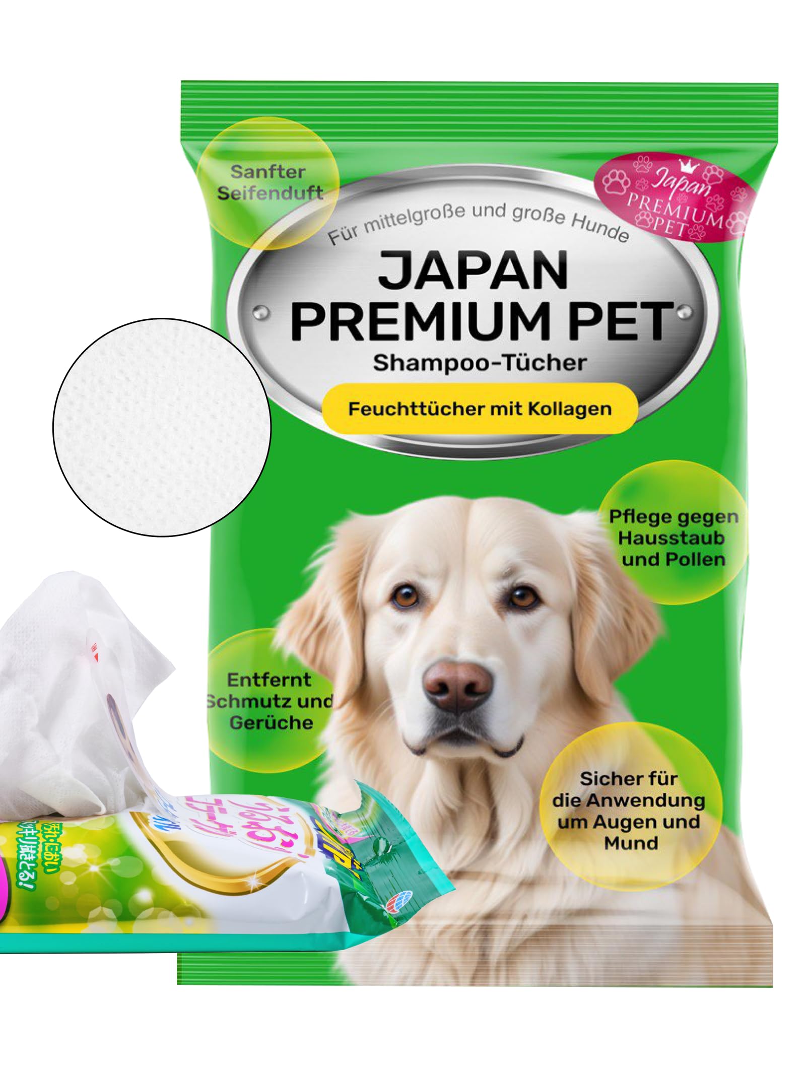 Japan Premium Pet 200839 - Hondurvu dvielis ar kolagēnu un placentu, 15 gab. (40x30 cm)