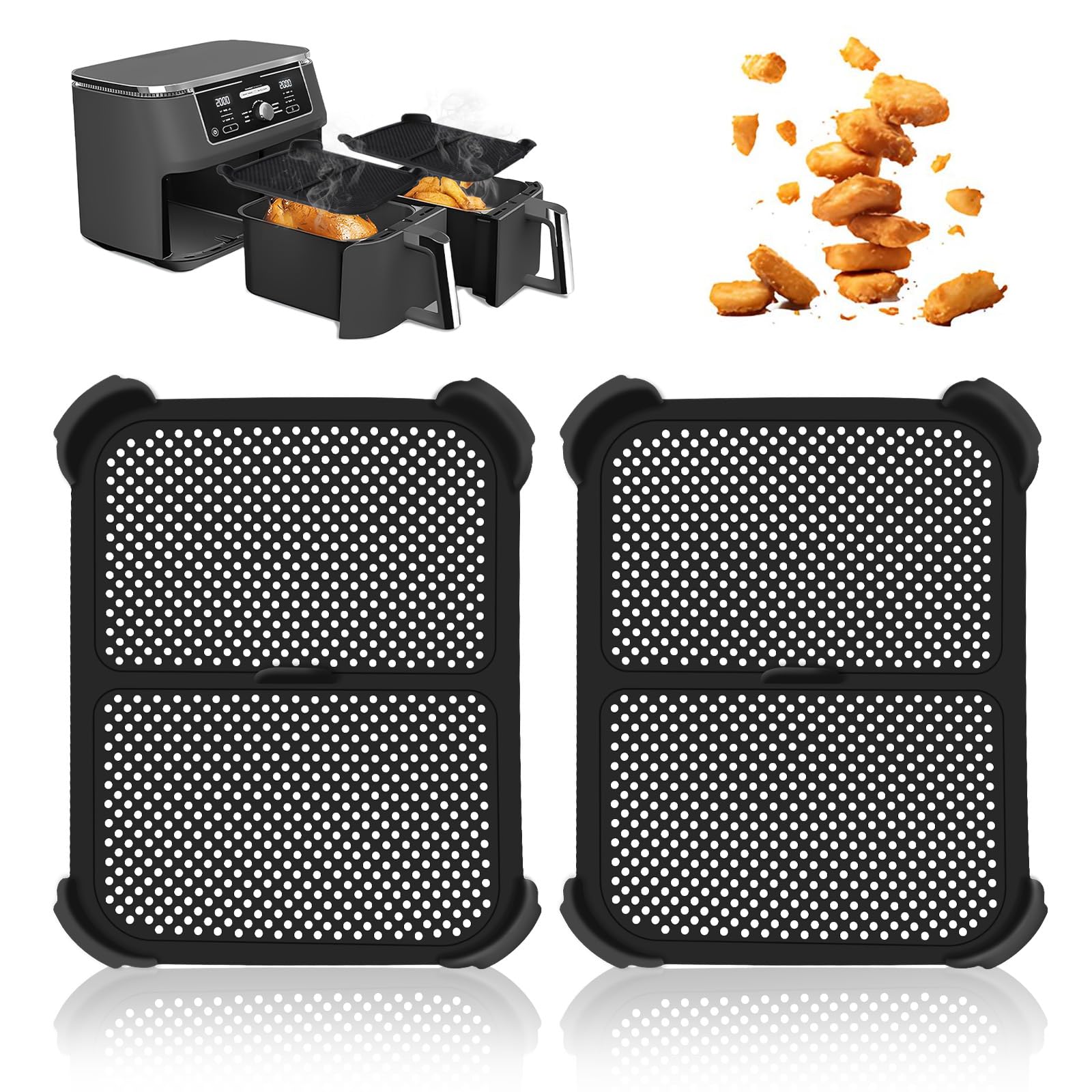 hzuisst ERY596 - Silikona šļakatu aizsargi gaisa friterim, Ninja Foodi Max Dual Zone AF400EU & AF451EU