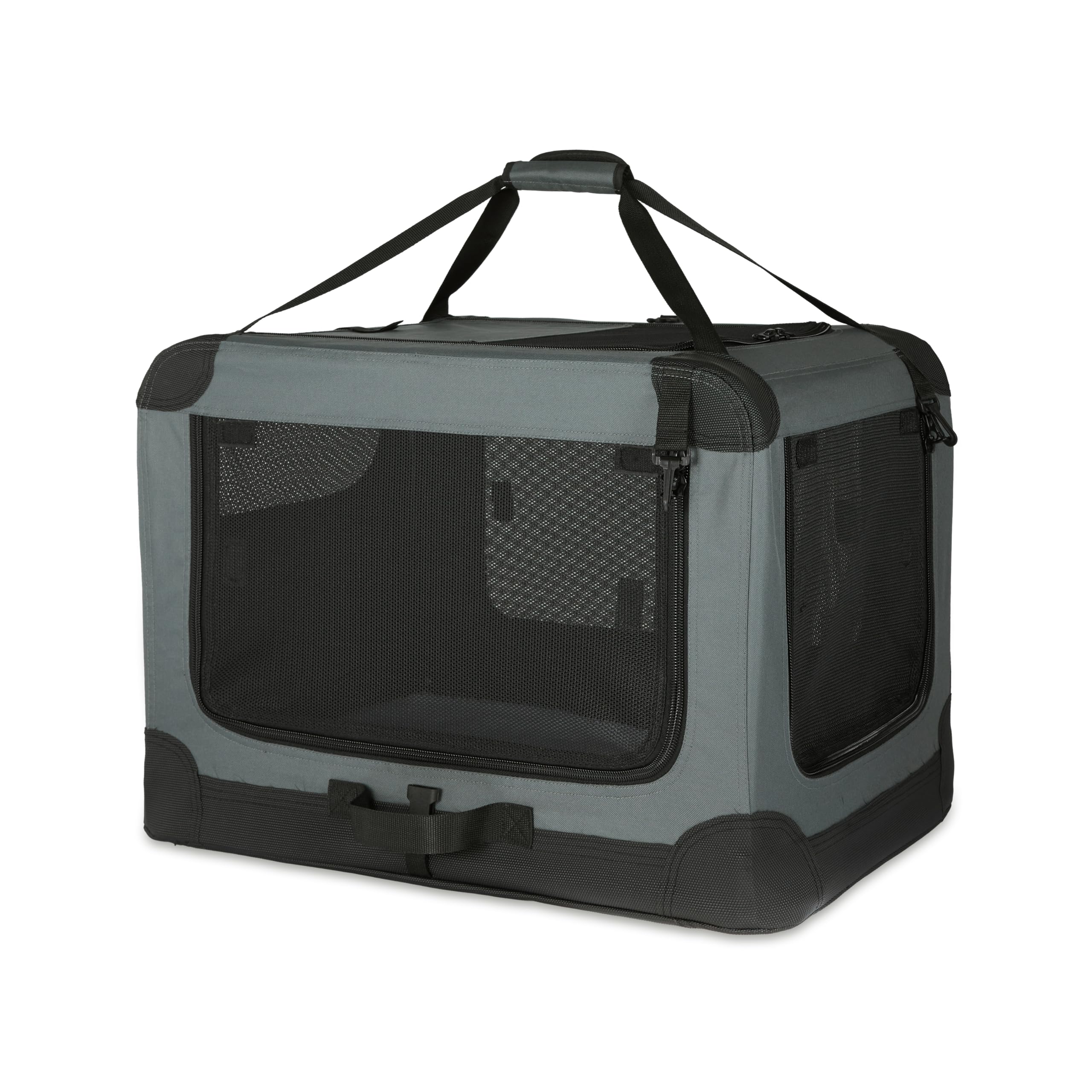 Amazon Basics - Salokāms ceļojumu būris mājdzīvniekiem, pelēks, M (76 x 54 x 54 cm)