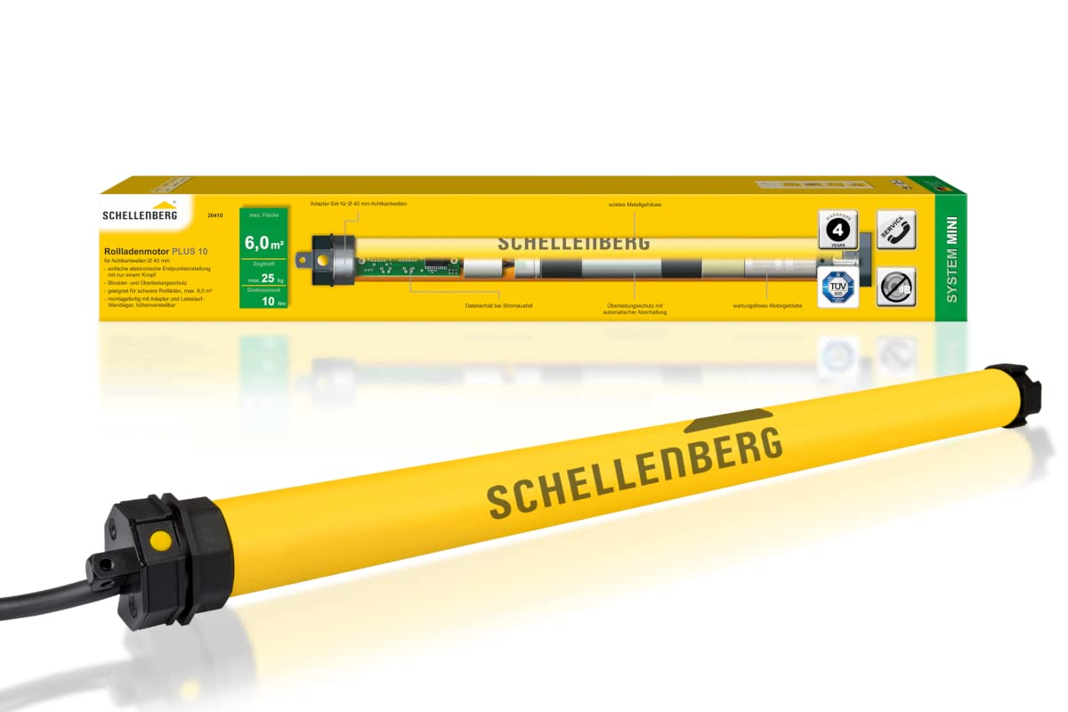 Schellenberg 20410 Mini Plus - Rullo žalūziju motors, 10 Nm, elektroniska gala pozīcijas regulēšana, līdz 6 m2 platībai, cauruļveida motors 40 mm vārpstai, pilns komplekts
