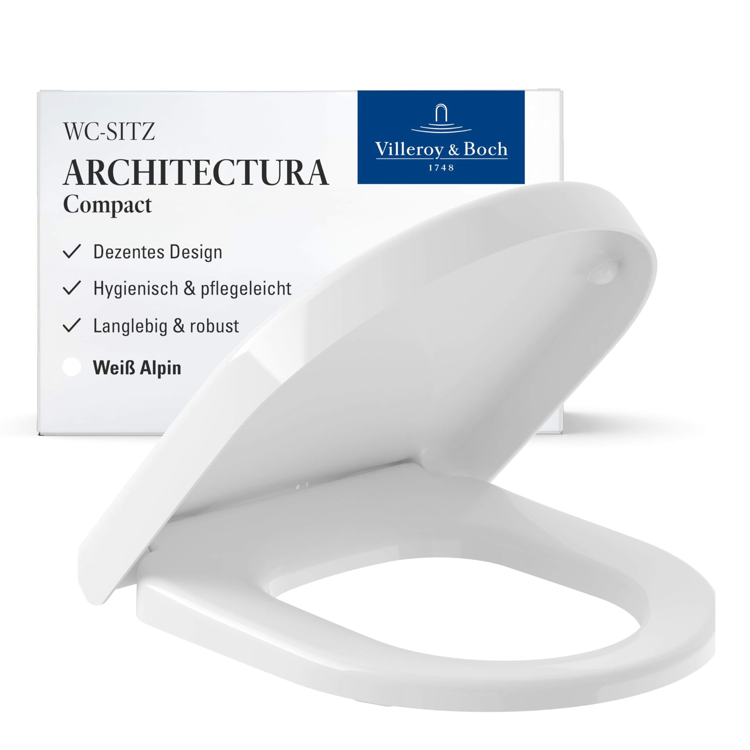 Villeroy & Boch - WC sēdeklis Architectura Compact, balts, ar izturīgu Duroplast vāku