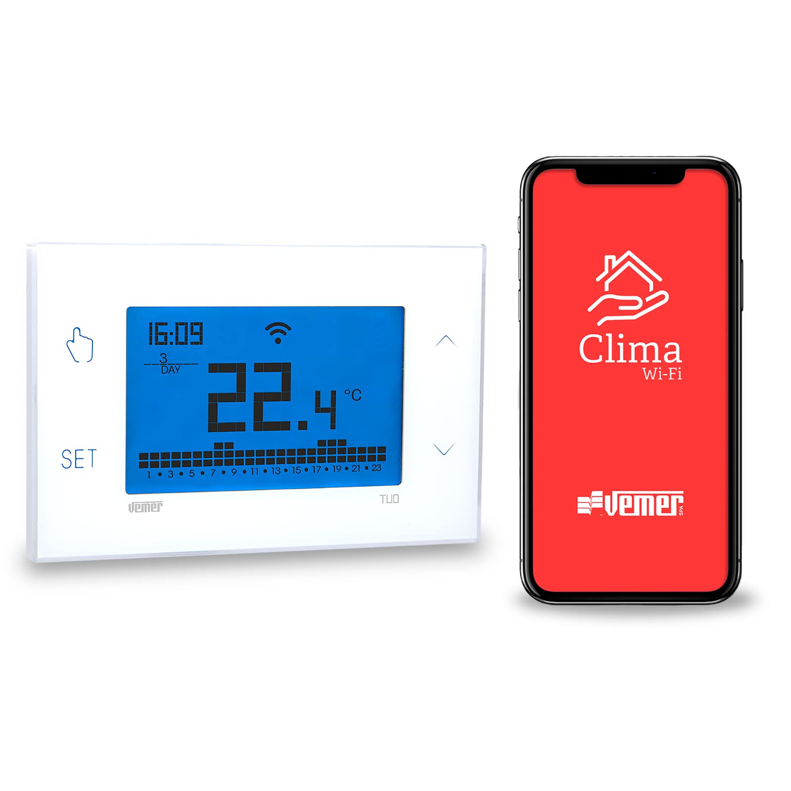 VEMER TUO WIFI LITE - Programmējams WiFi termostats ar tālvadību saderīgs ar Alexa un Google Home