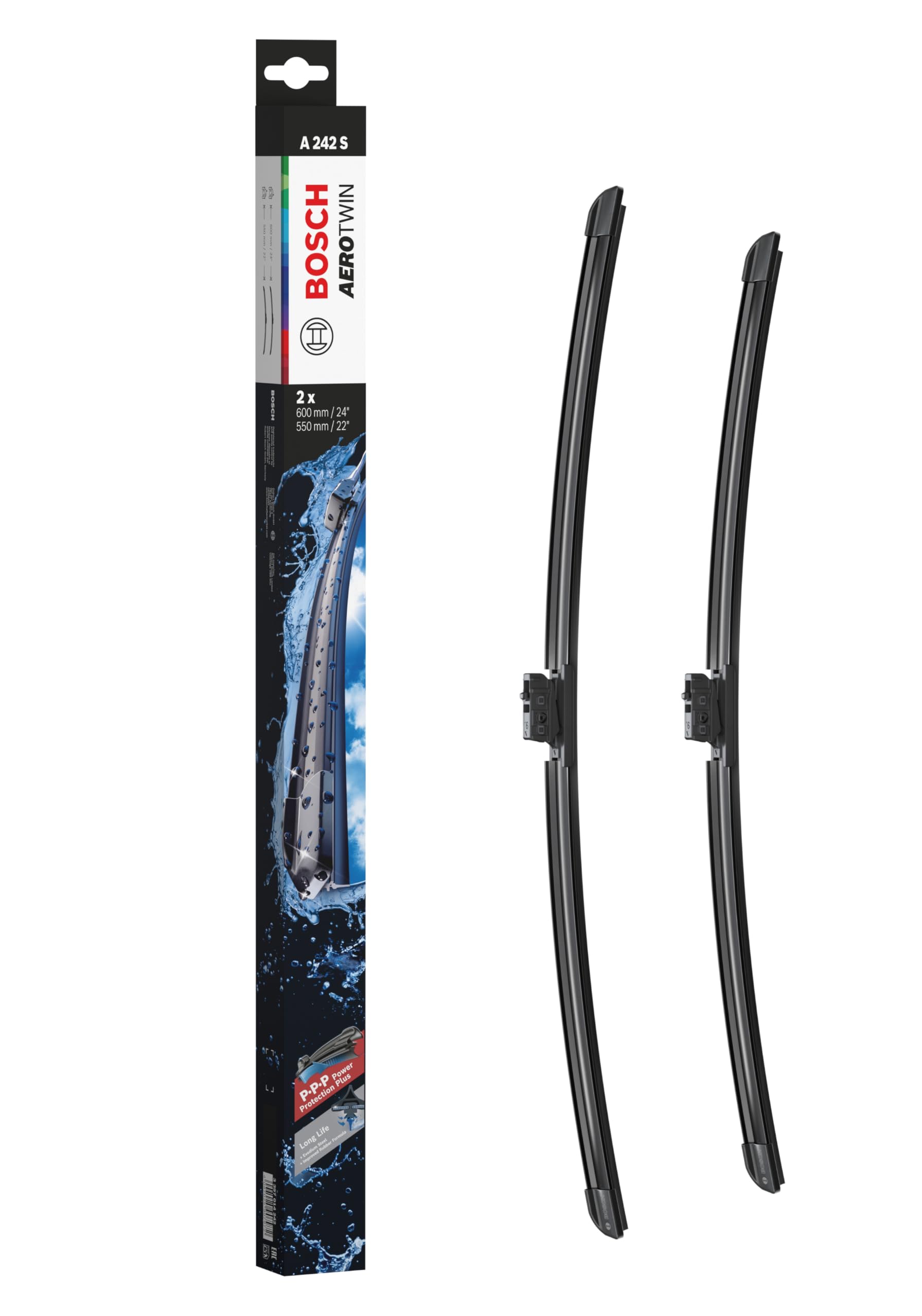 Bosch Aerotwin A242S - priekšējie logu tīrītāji, 600mm un 550mm