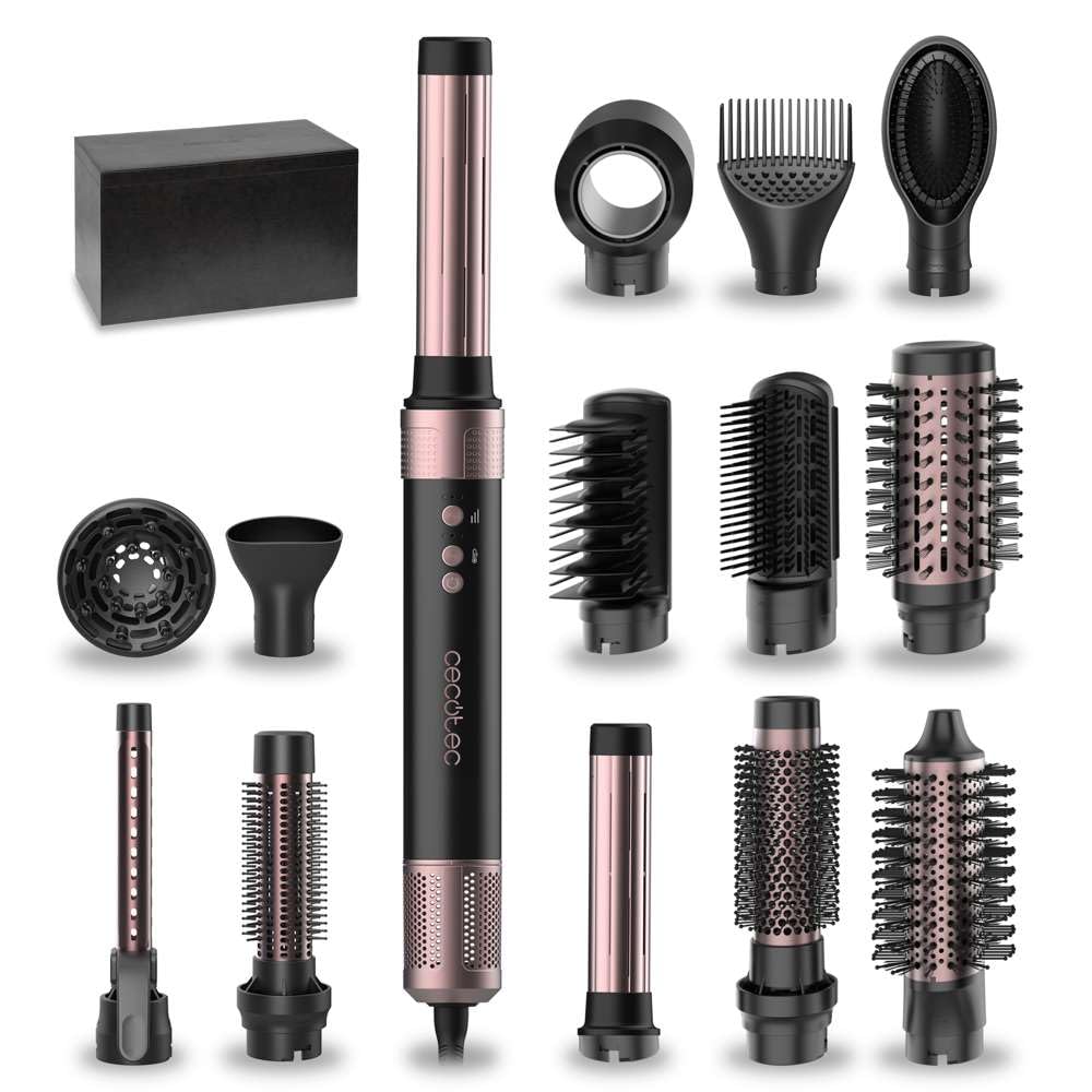Cecotec CeramicCare 14in1 AirGlam Black / 00251 - Matu veidotājs ar 14 uzgaļiem, 1400W