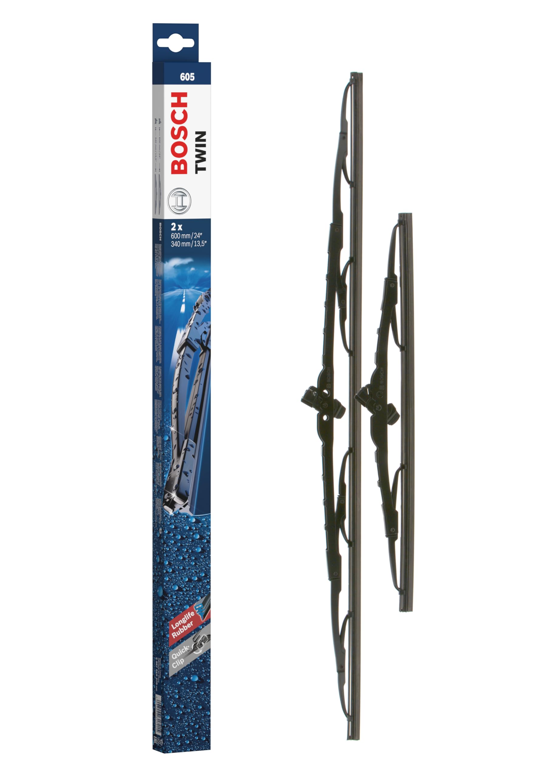 Bosch Twin 605 - logu tīrītāju komplekts, 600 mm un 340 mm priekšējam vējstiklam