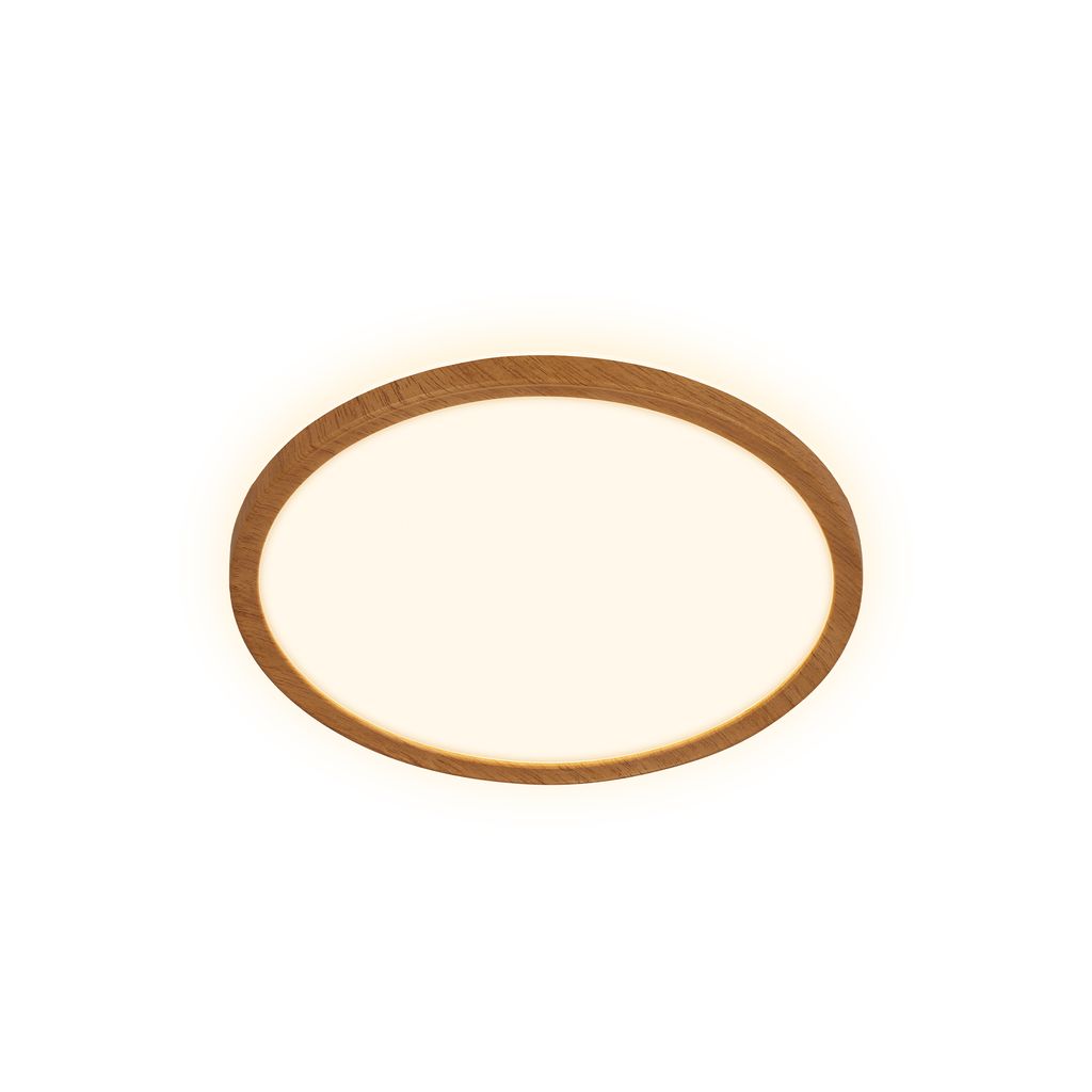LED Deckenlampe Holz Deckenleuchte Wohnzimmer Indirektes Licht Flach Warmweiß