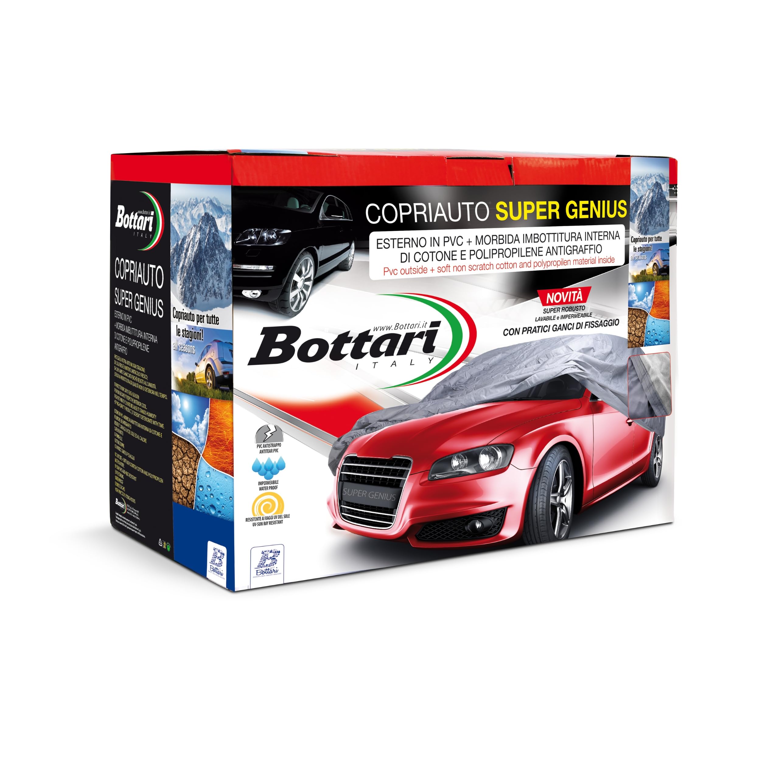 Bottari 28355 SuperGenius - auto pārklājs visām sezonām PVC ūdensnecaurlaidīgs, 4,05 x 1,65 x 1,16 m