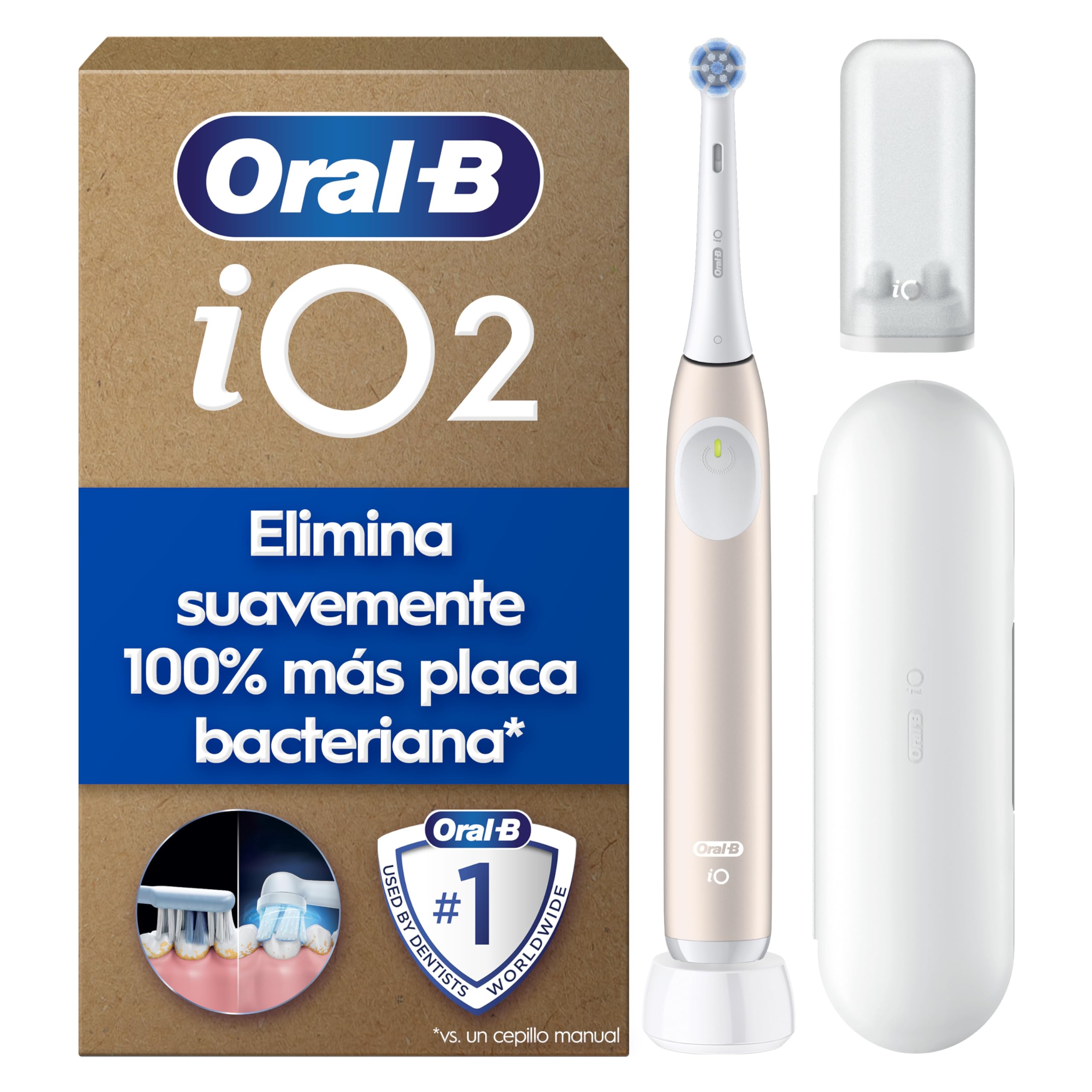 Oral-B iO 2 - Elektriskā zobu birste ar ceļojumu futrāli, uzgaļu turētaju un lādētāju, rozā