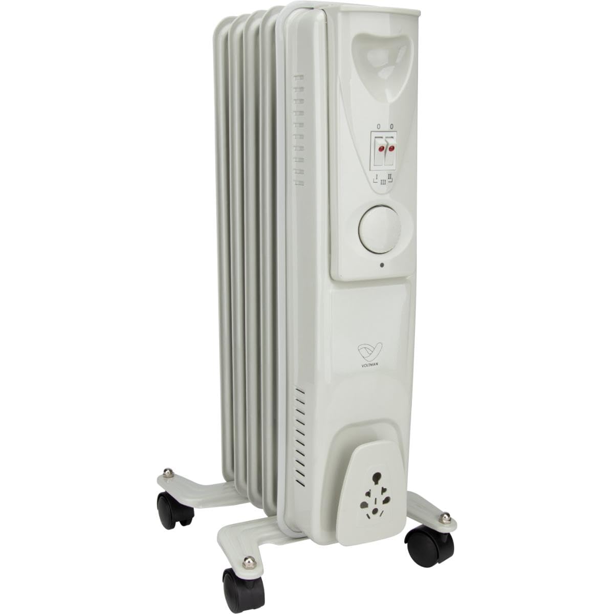 Voltman VOM540111 - Pārnēsājamais eļļas radiators ar regulējamu termostatu un riteņiem, 1000 W