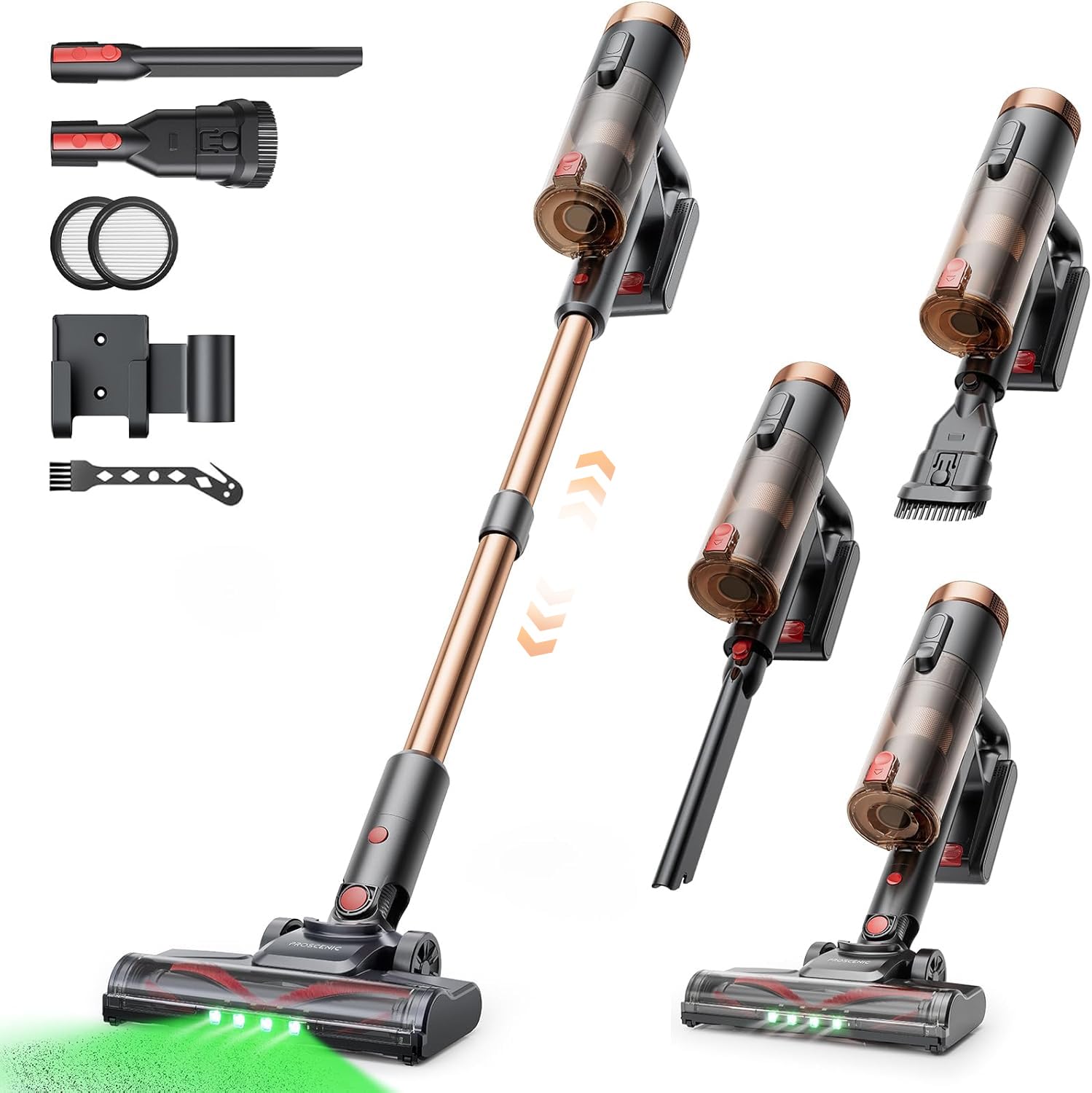 Proscenic P11 Ultra - Bezvadu putekļsūcējs ar 50kPa, zaļo lāzeru un pretsamezglošanās birsti, 500W