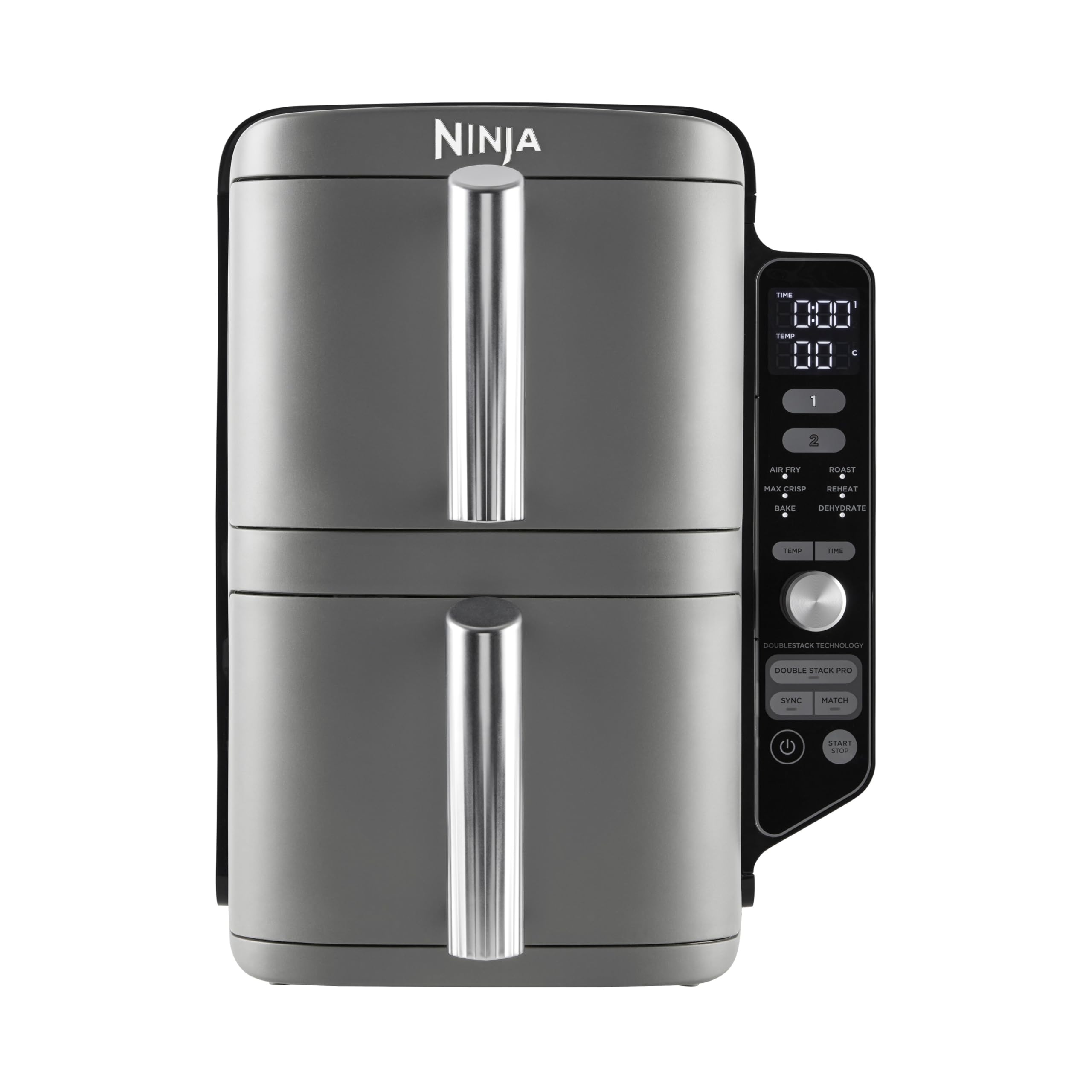 Ninja Double Stack XL SL400EU - Karstā gaisa fritieris/ Aerogils ar diviem groziem, 9,5L, pelēks
