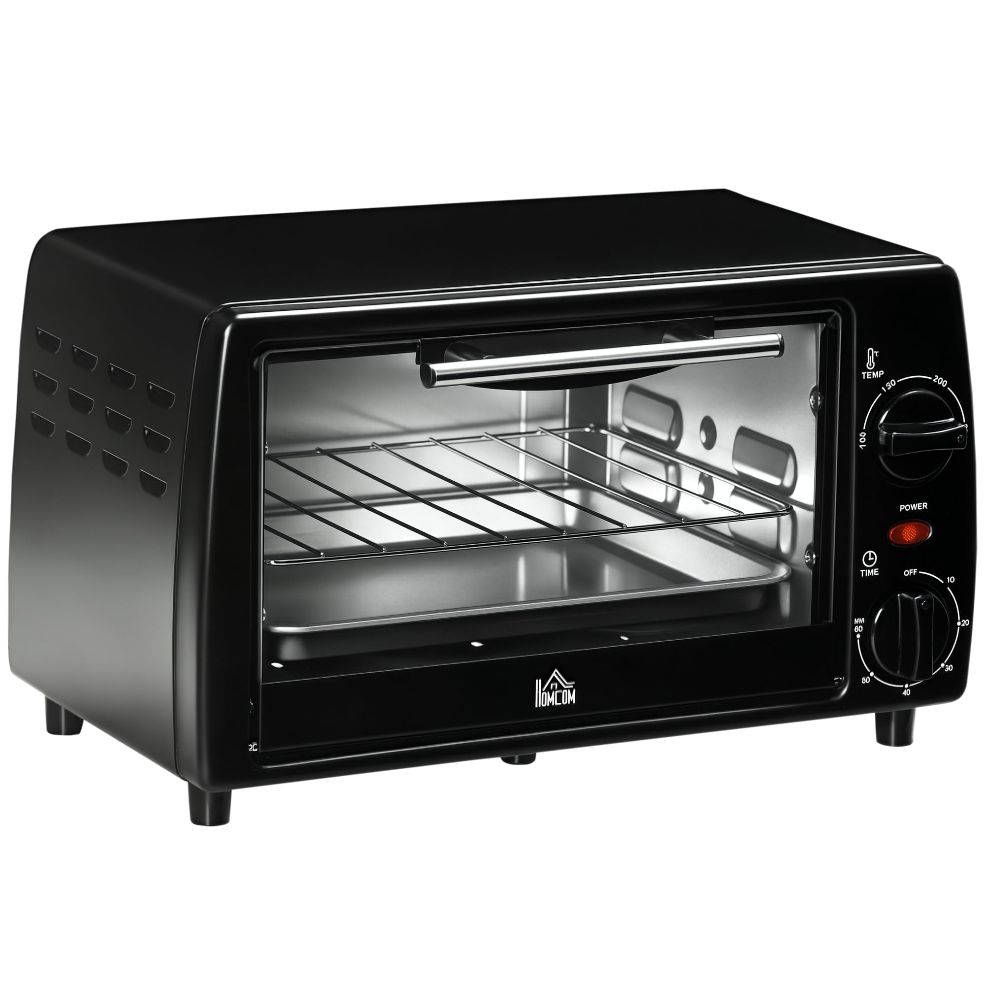 HOMCOM 800-084V90BK - Elektriskā mini krāsns ar regulējamu temperatūru un taimeri, 10 L