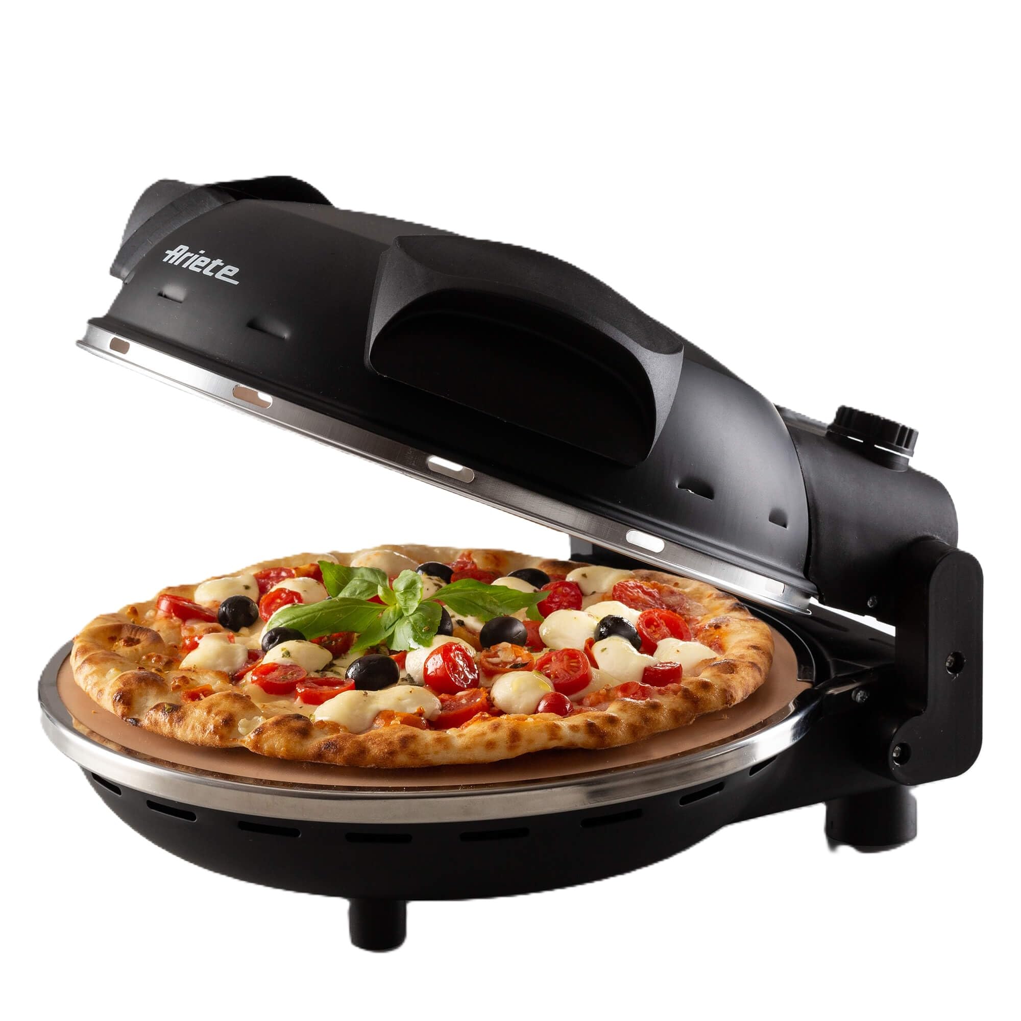 Ariete 917 - Picas cepeškrāsns ar ugunsizturīgu akmeni un 5 gatavošanas pakāpēm, 1200 W, melna