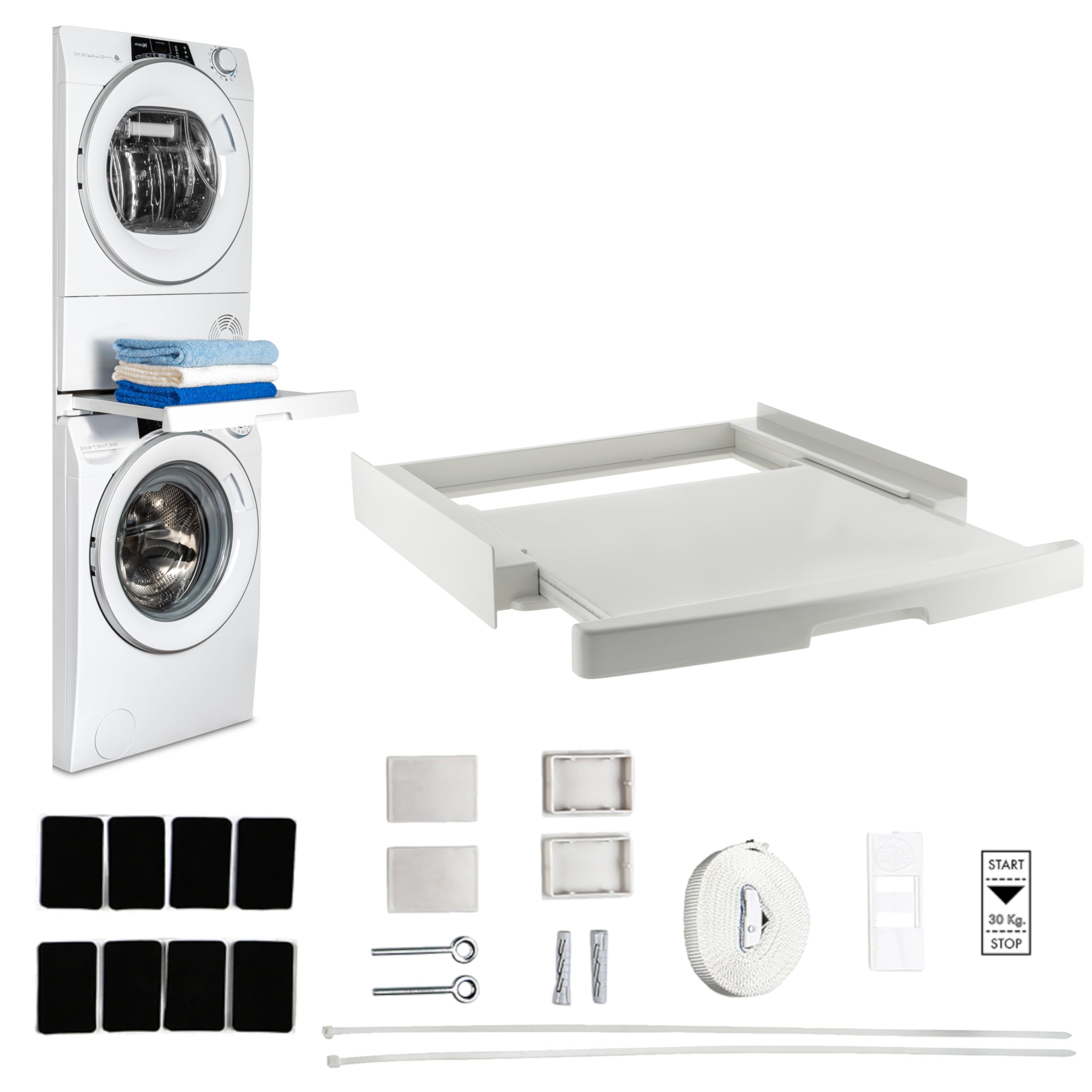Care & Protect 35602039 - Universāls starpierīces rāmis veļas mašīnai un žāvētājam, 47–62 cm