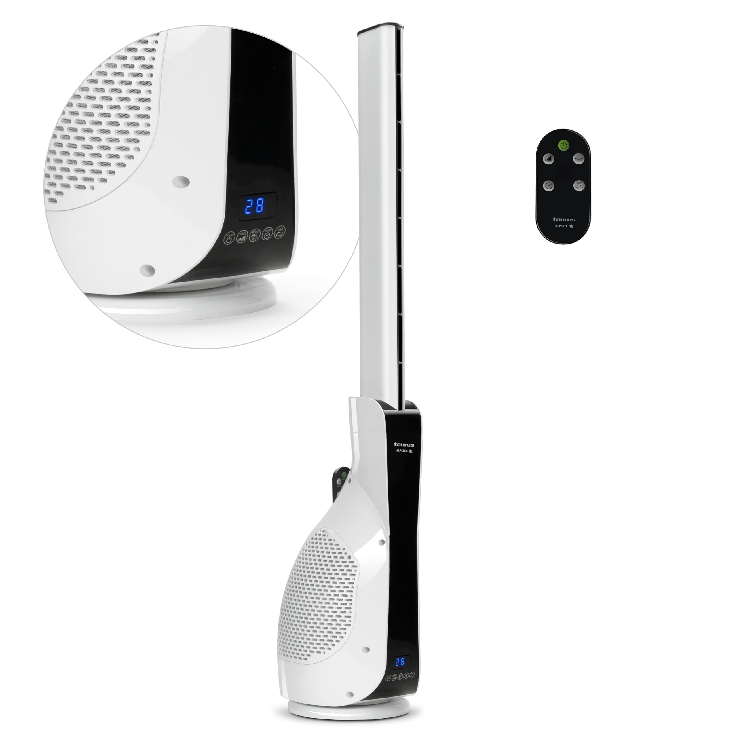 Taurus Babel Invisible TF8001D3 - Torņa ventilators ar tālvadības pulti un taimeri, 30W