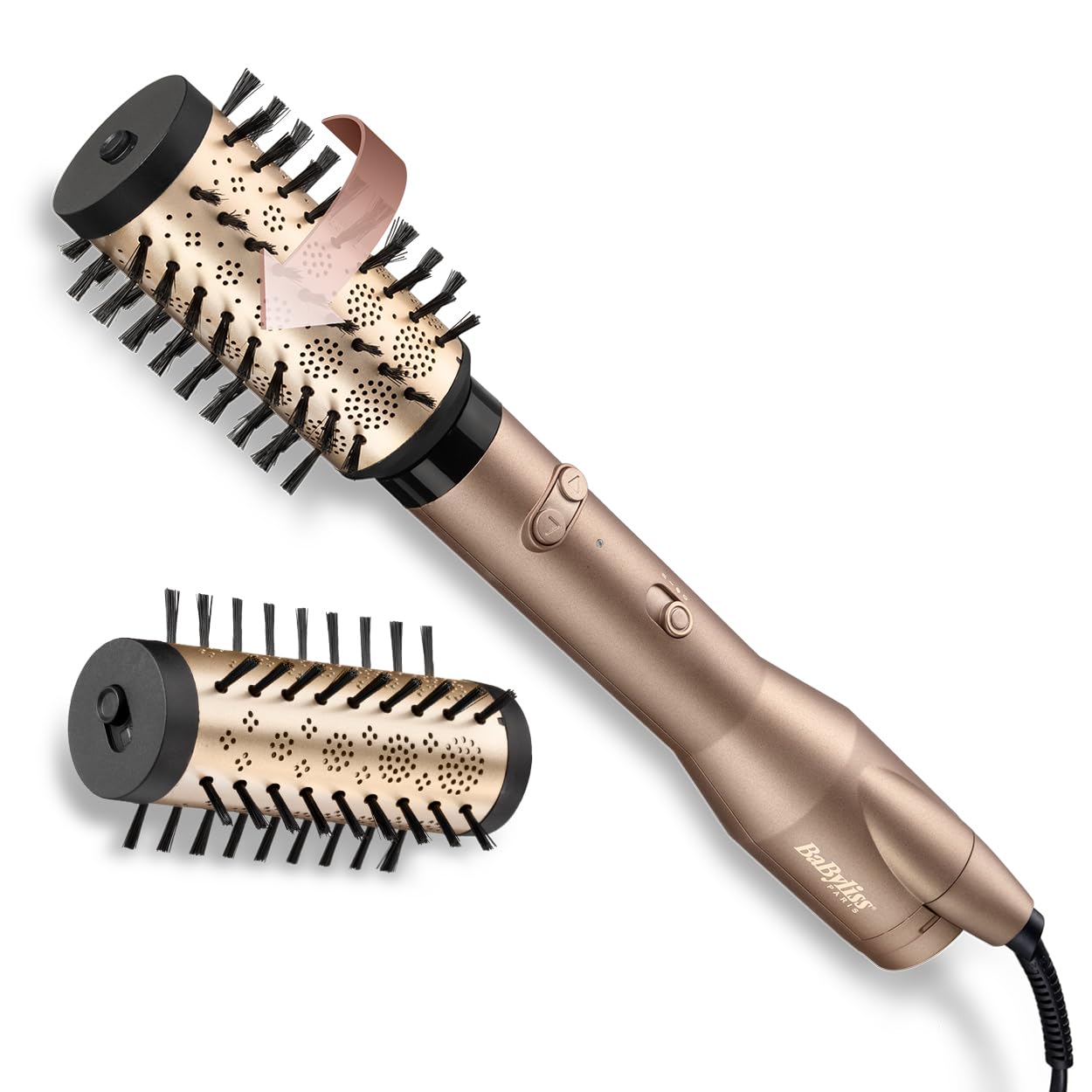 BaByliss Big Hair Dual AS952E - Rotējoša karstā gaisa birste ar jonu tehnoloģiju, 50mm un 40mm uzgaļi
