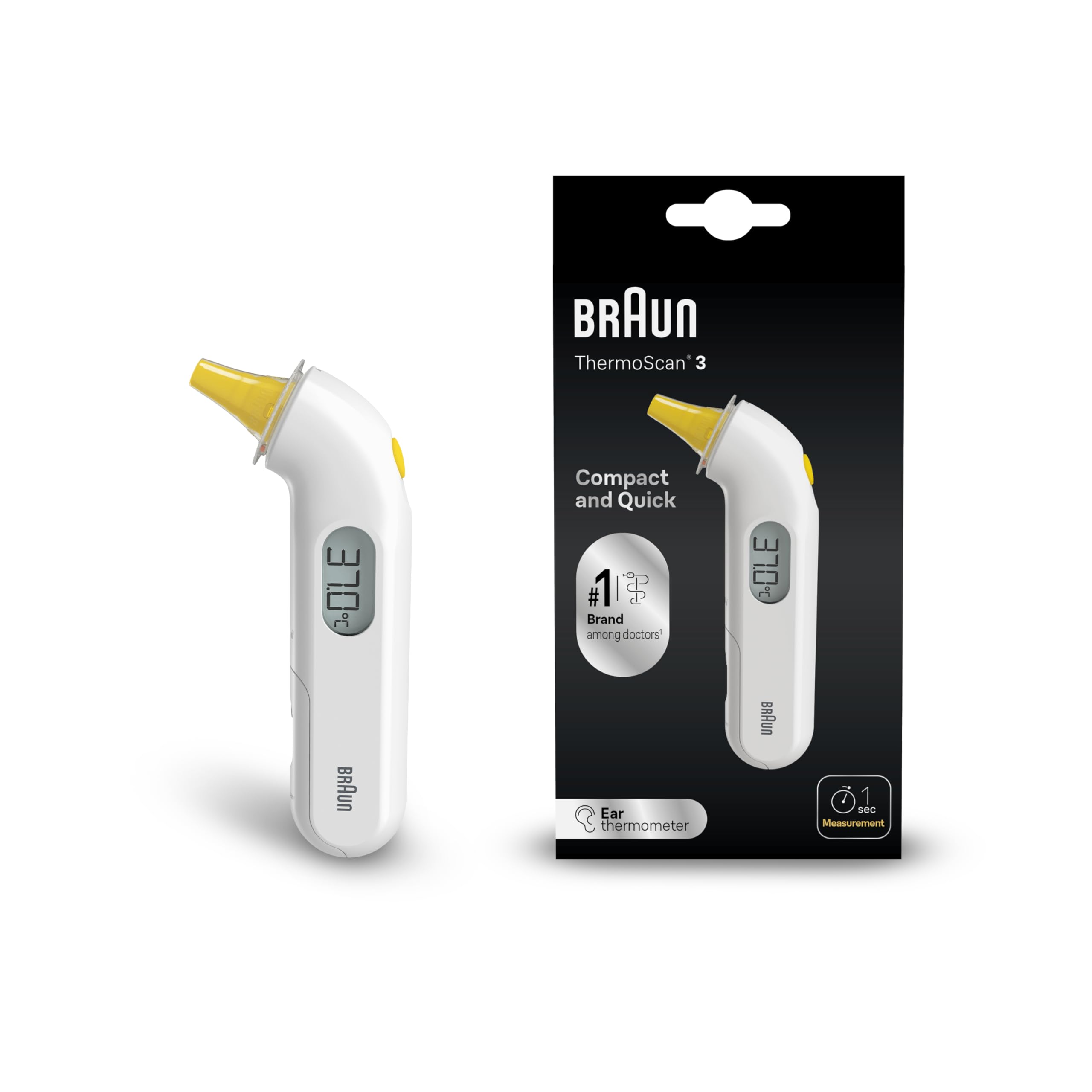Braun ThermoScan 3 IRT3030 - Ausī liekamais termometrs ar 1 sekundes mērījumu