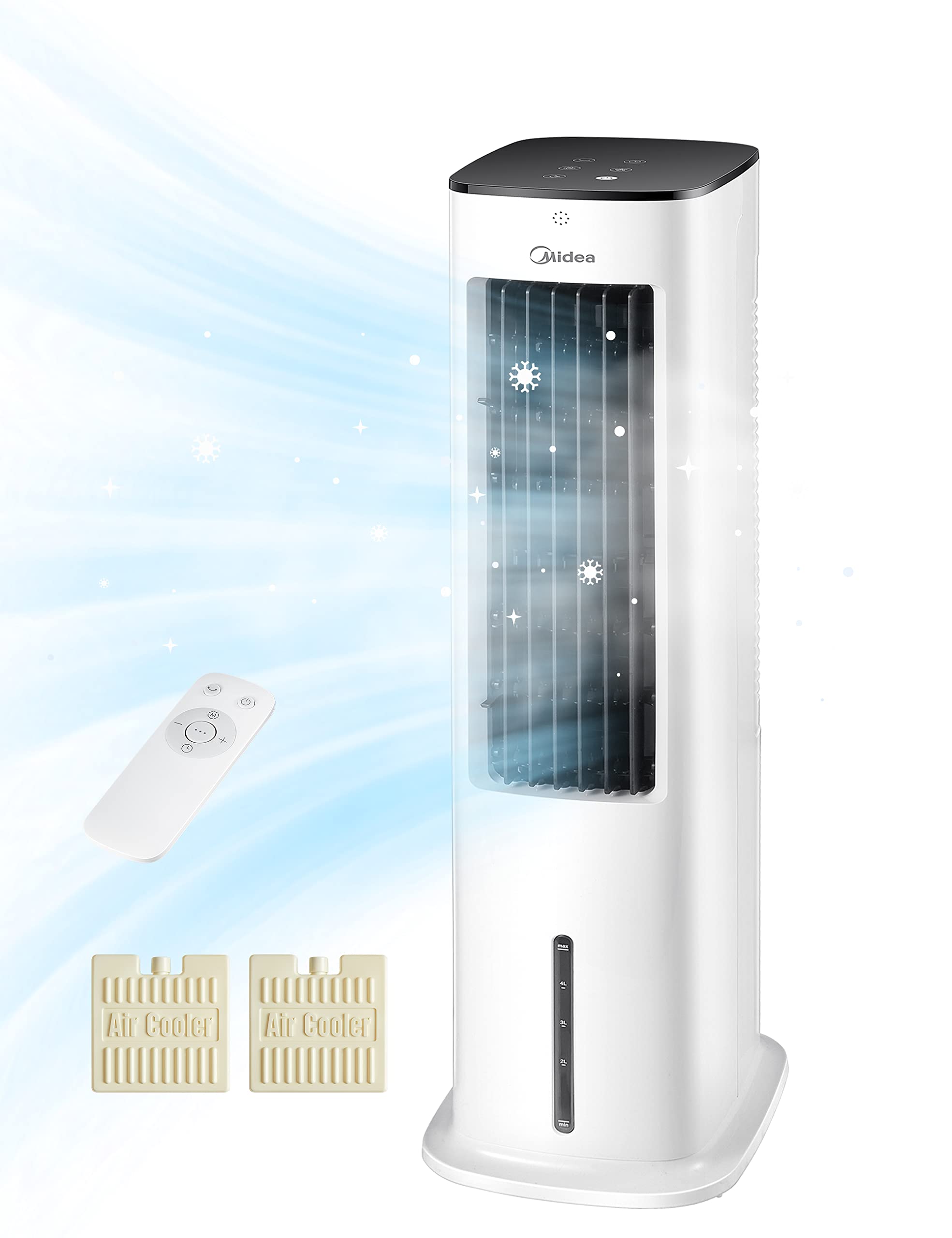 Midea AC100-20ARB 4in1 - Gaisa dzesētājs un mitrinātājs, 5L, 55W, balts