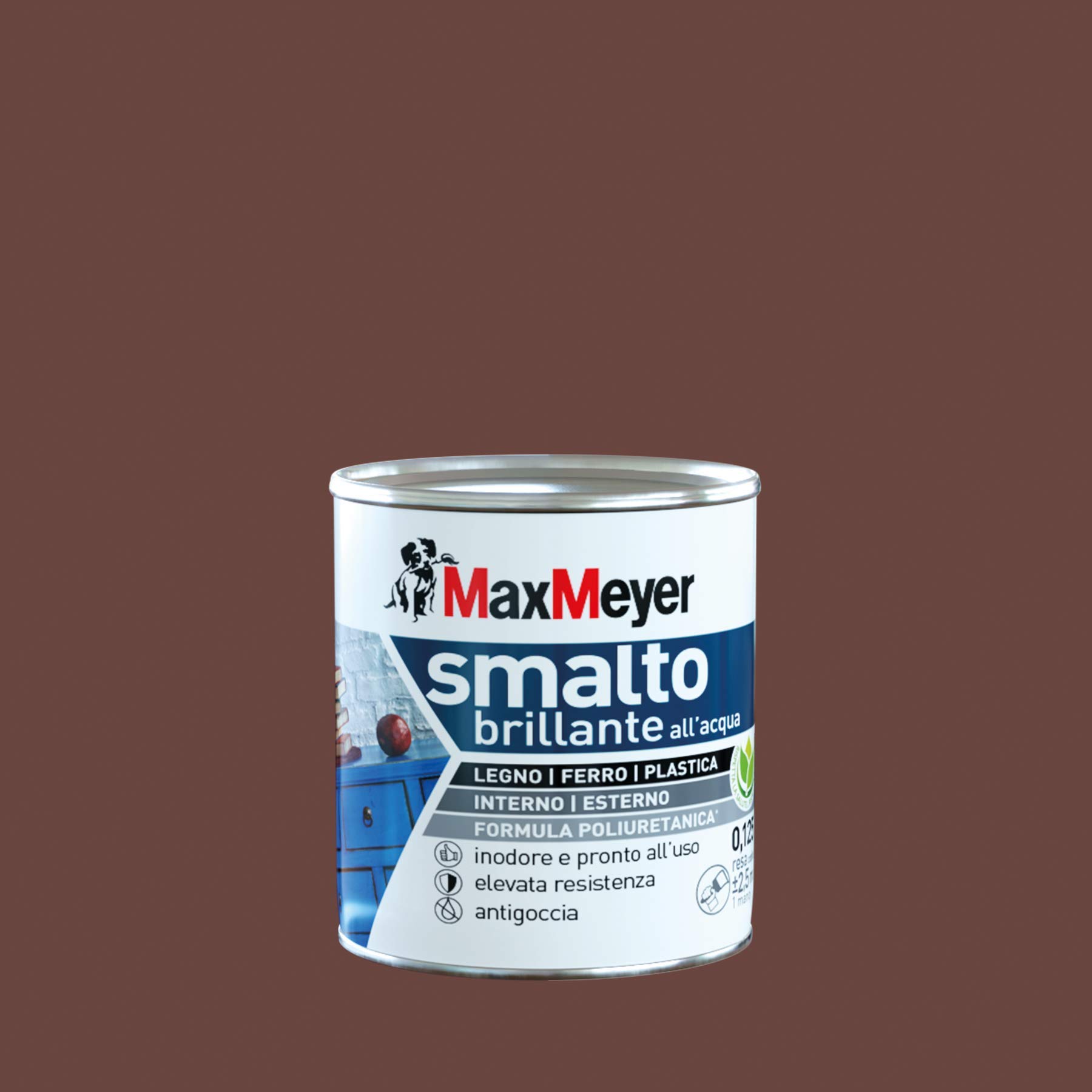 Maxmeyer 165328B130011 - spīdīgā ūdens bāzes poliuretāna emalja, šokolādes krāsā, 125 ml