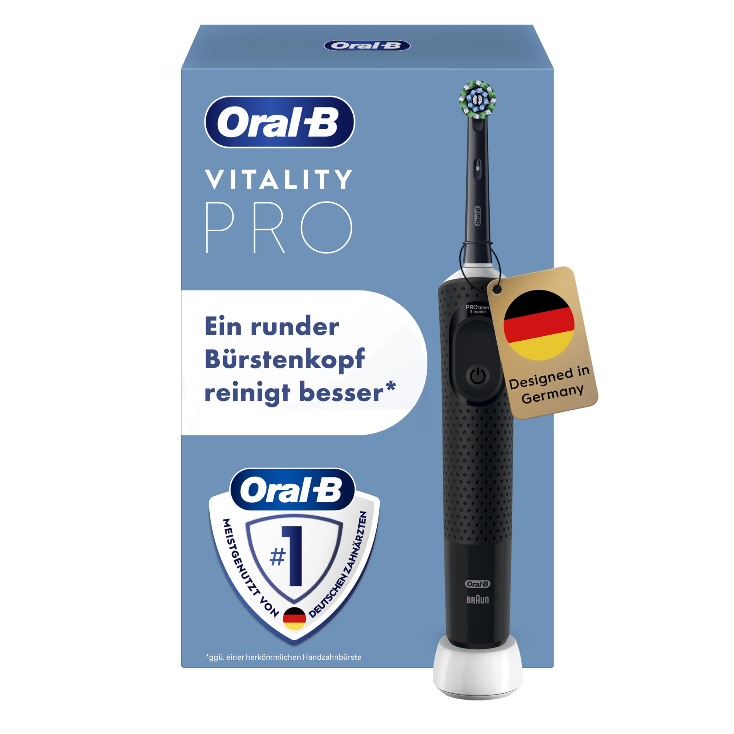 Oral-B Vitality Pro 427063 - Elektriskā zobu birste ar 3 tīrīšanas režīmiem, melna