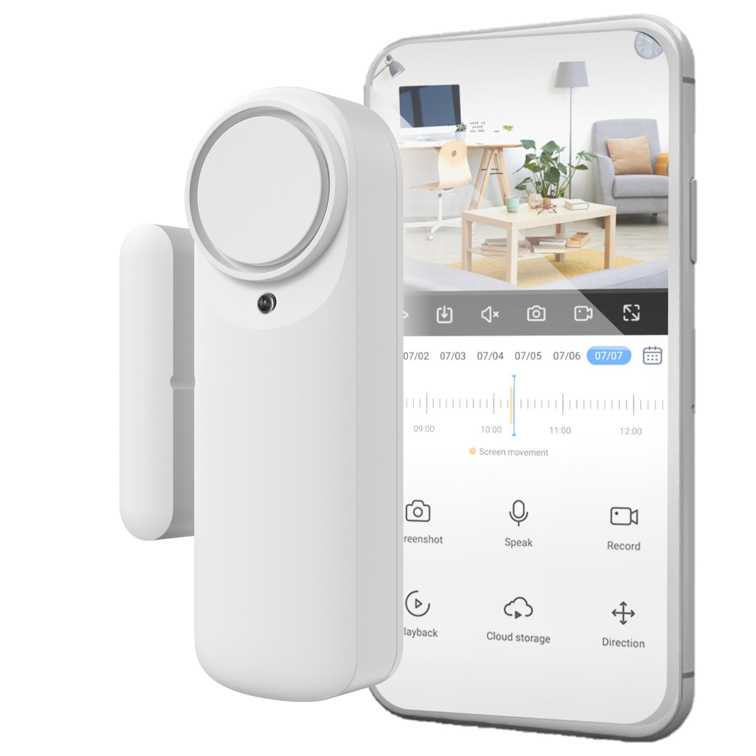 Nivian NVS-DOORALARM-W - viedais Wi-Fi durvju signalizators ar magnētisko sensoru un 100 dB sirēnu