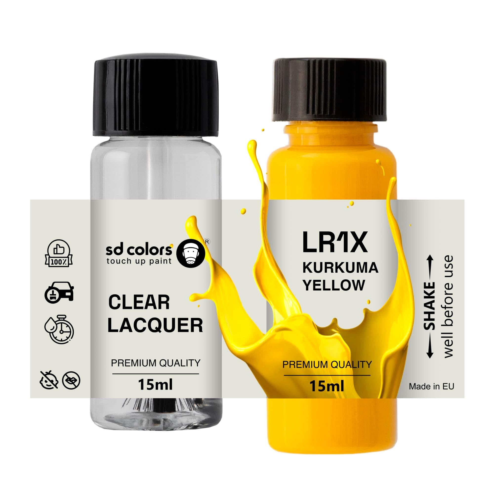 SD Colors Kurkuma Yellow LR1X - Auto skrāpējumu krāsas korektors, 15 ml