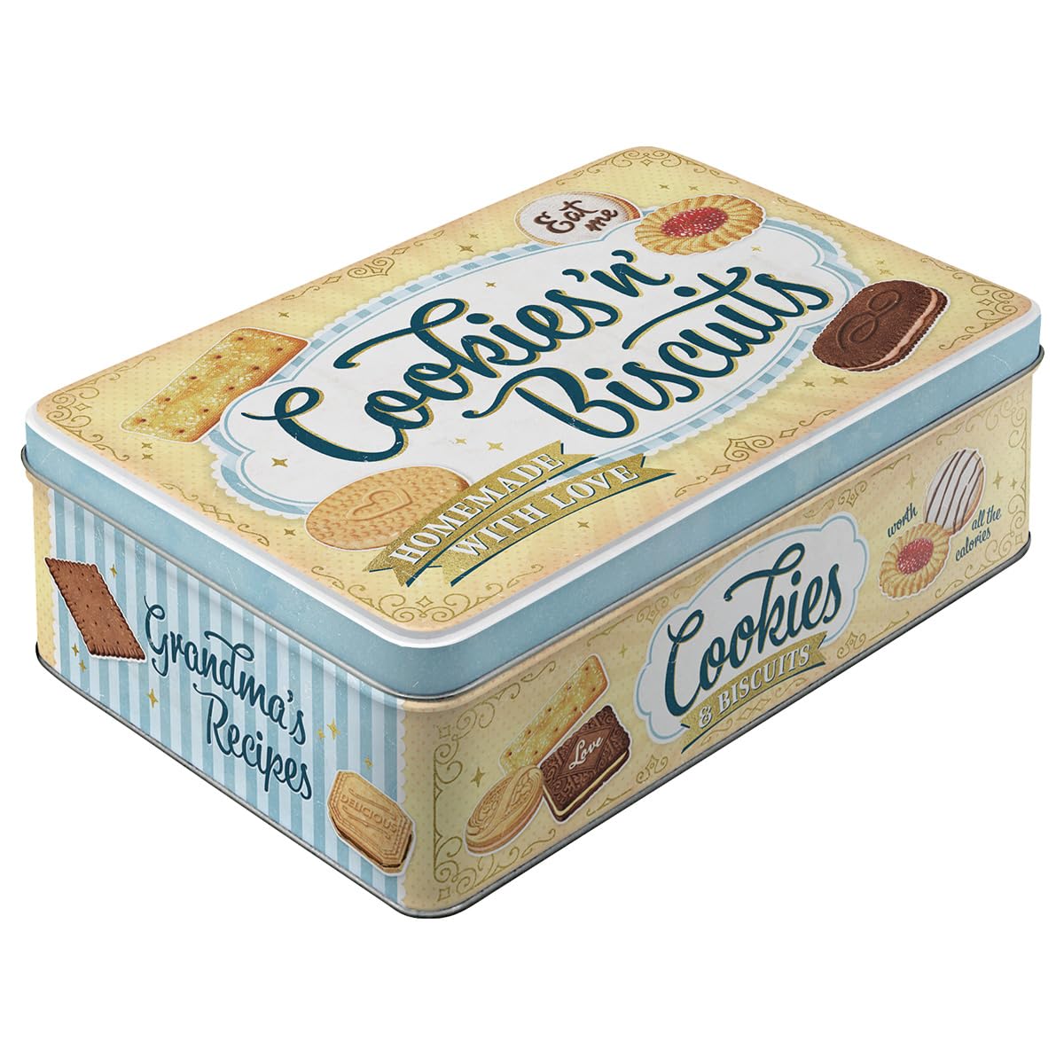 Nostalgic-Art - Retro skārda uzglabāšanas kārba ar vāku, 2,5 l cepumiem, vintage dizainā