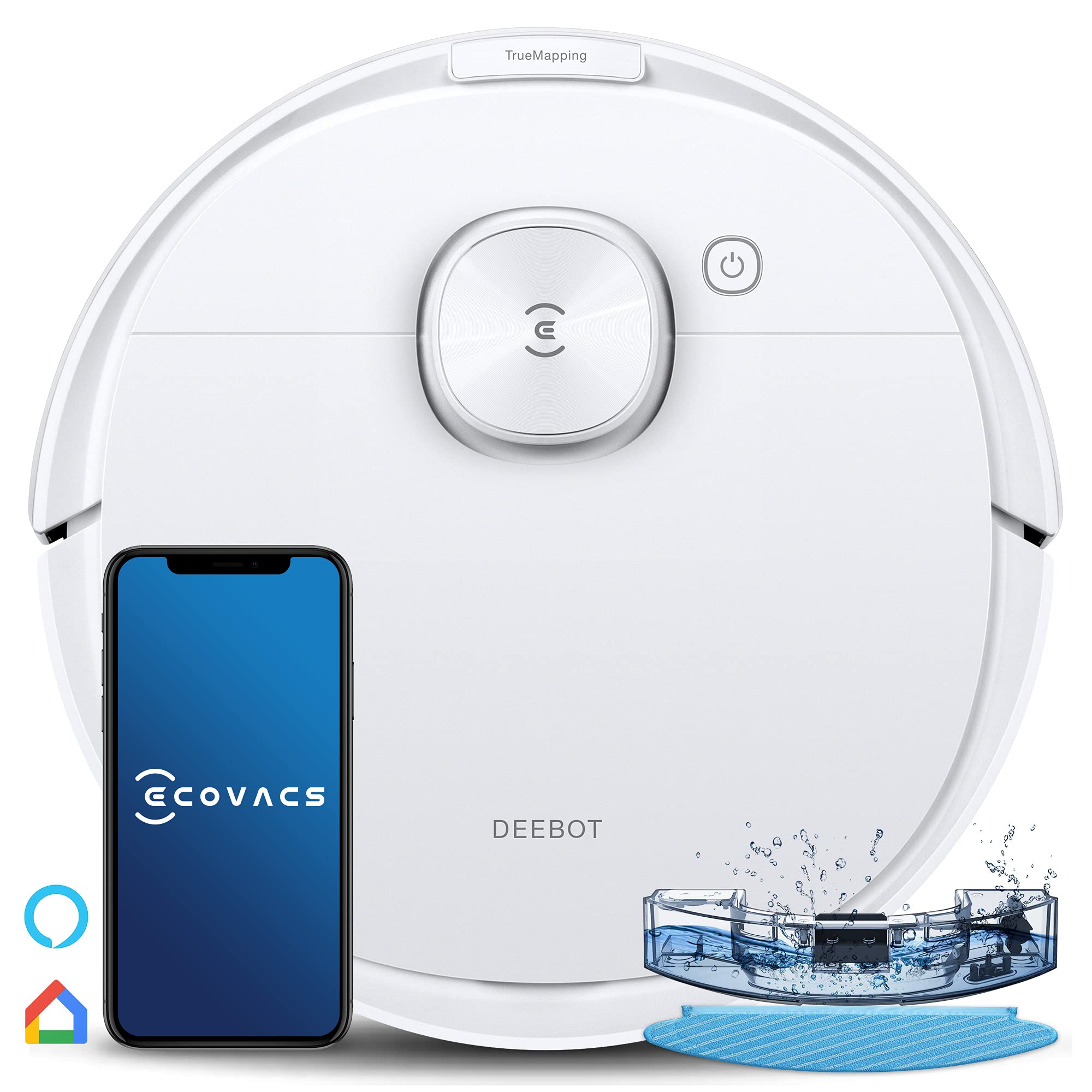 Ecovacs Deebot N8 - Robots putekļsūcējs ar mazgāšanas funkciju 2300Pa, balts