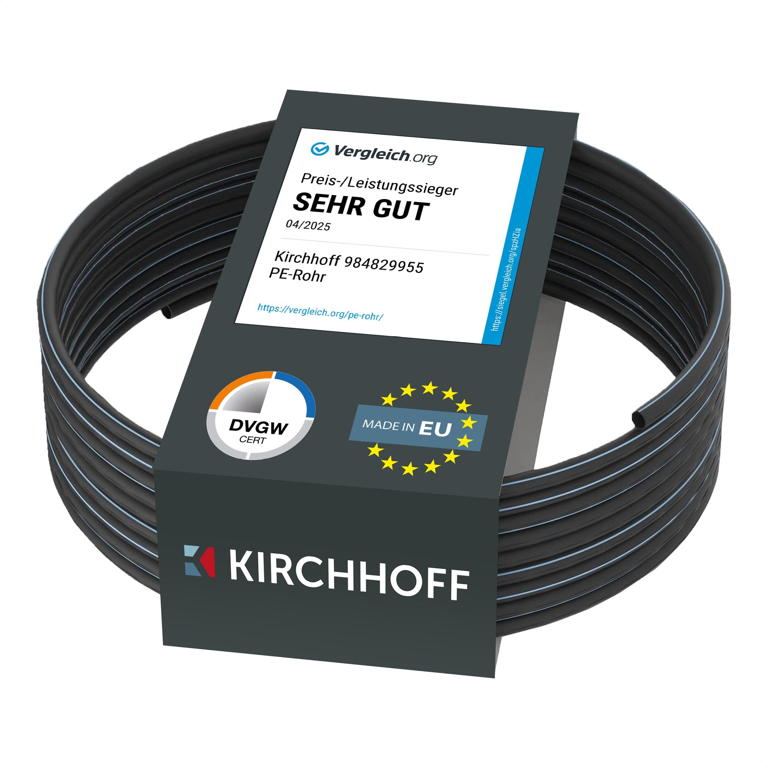 Kirchhoff HDPE - Ūdens caureule dārza apūdeņošanai 32 mm x 25 m, DVGW sertificēts