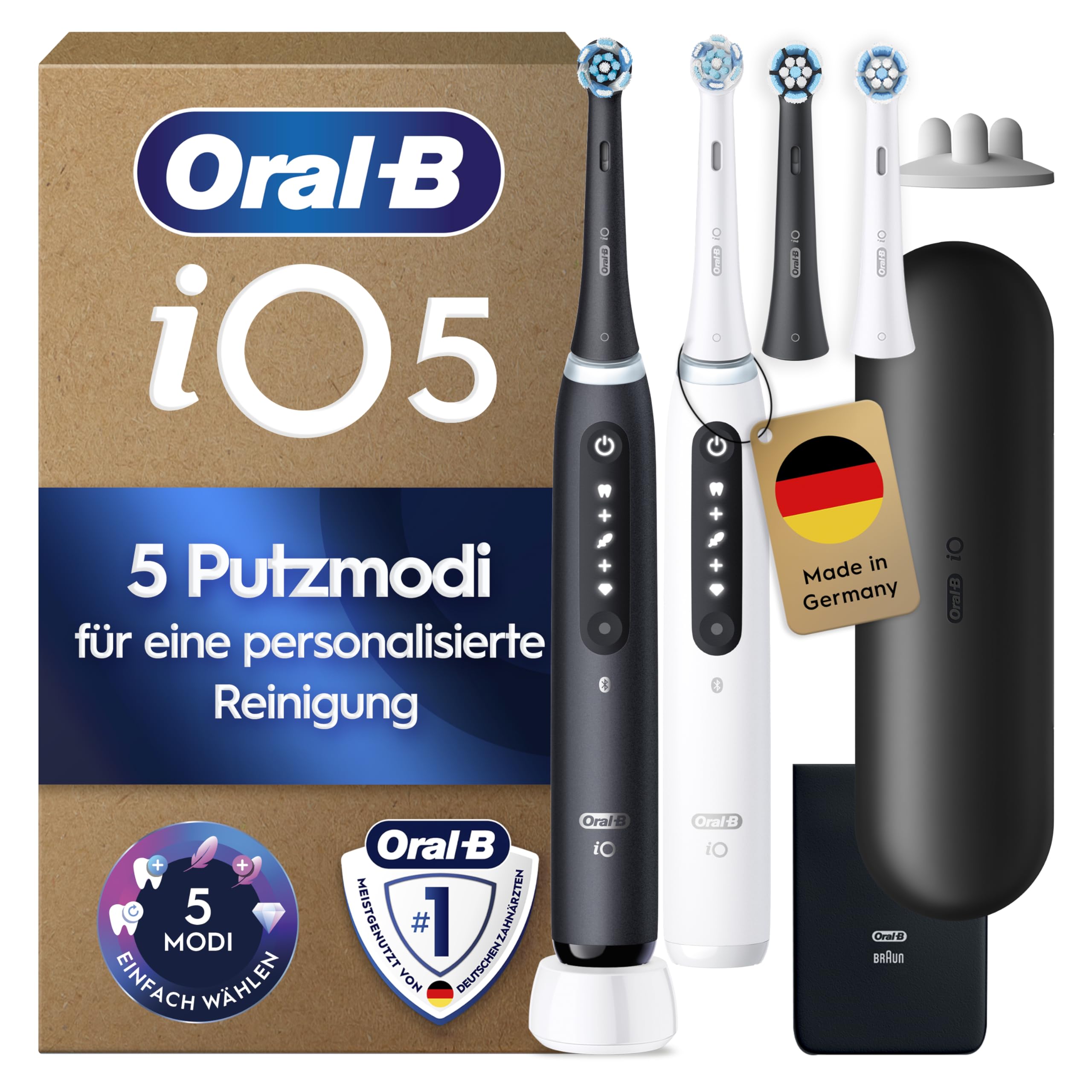 Oral-B iO Series 5 - elektrisko zobu birstu komplekts, melnā un baltā krāsā