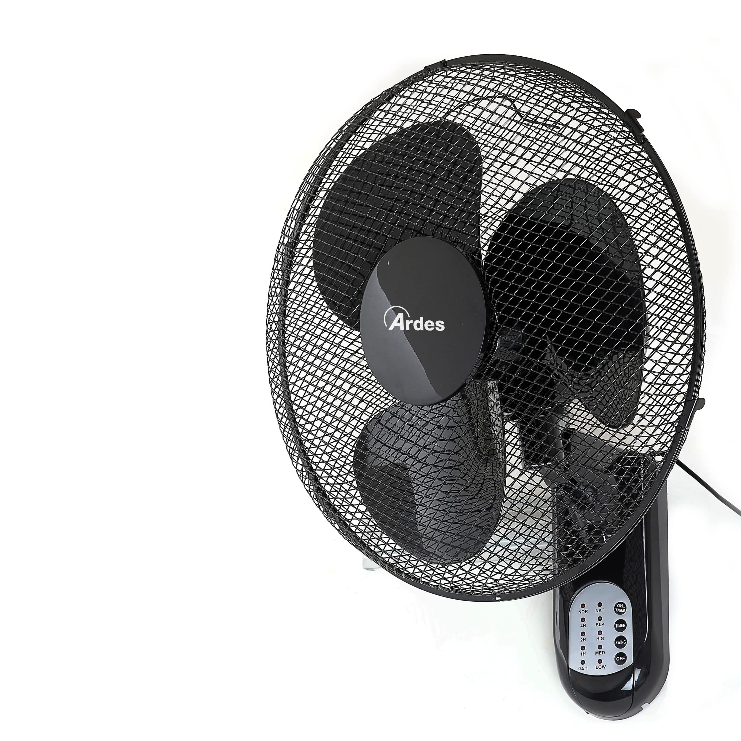 Ardes AR5W40R - Sienas ventilators ar 3 spārniem 40 cm, tālvadības pulti un taimeri