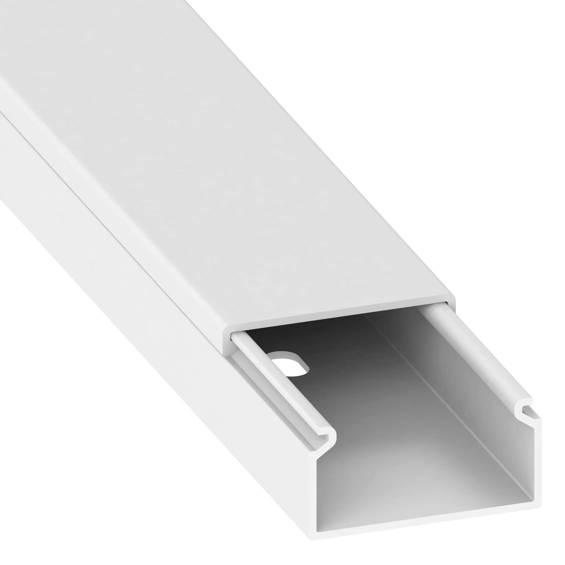 Cablecoach CC10009 - Kabeļu kanāls 30x15 mm ar montāžas caurumiem no PVC, 1 m