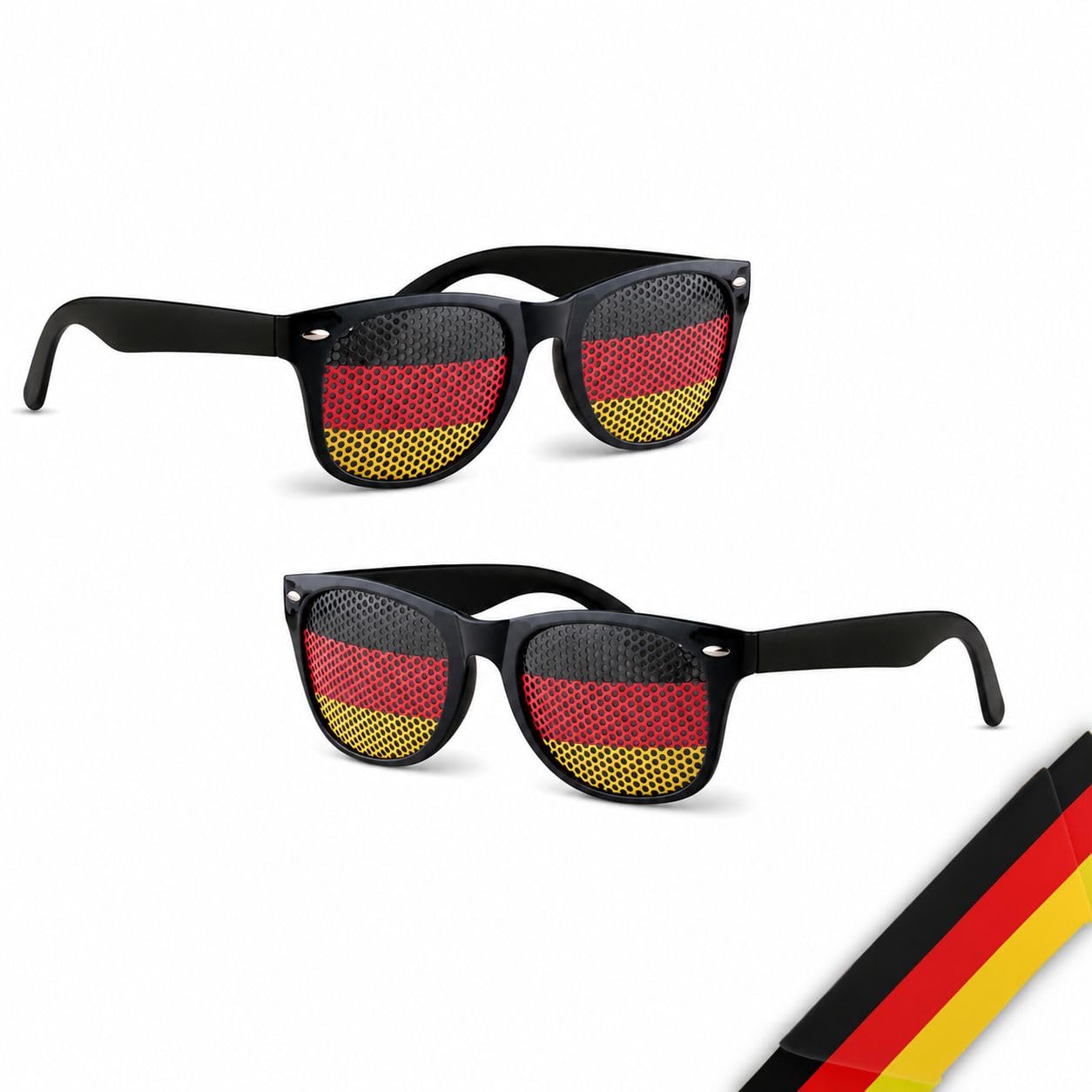 GROXUEL WM 2026 - Vācijas fanu saulesbrilles ar karogu retro stilā 2 gab.