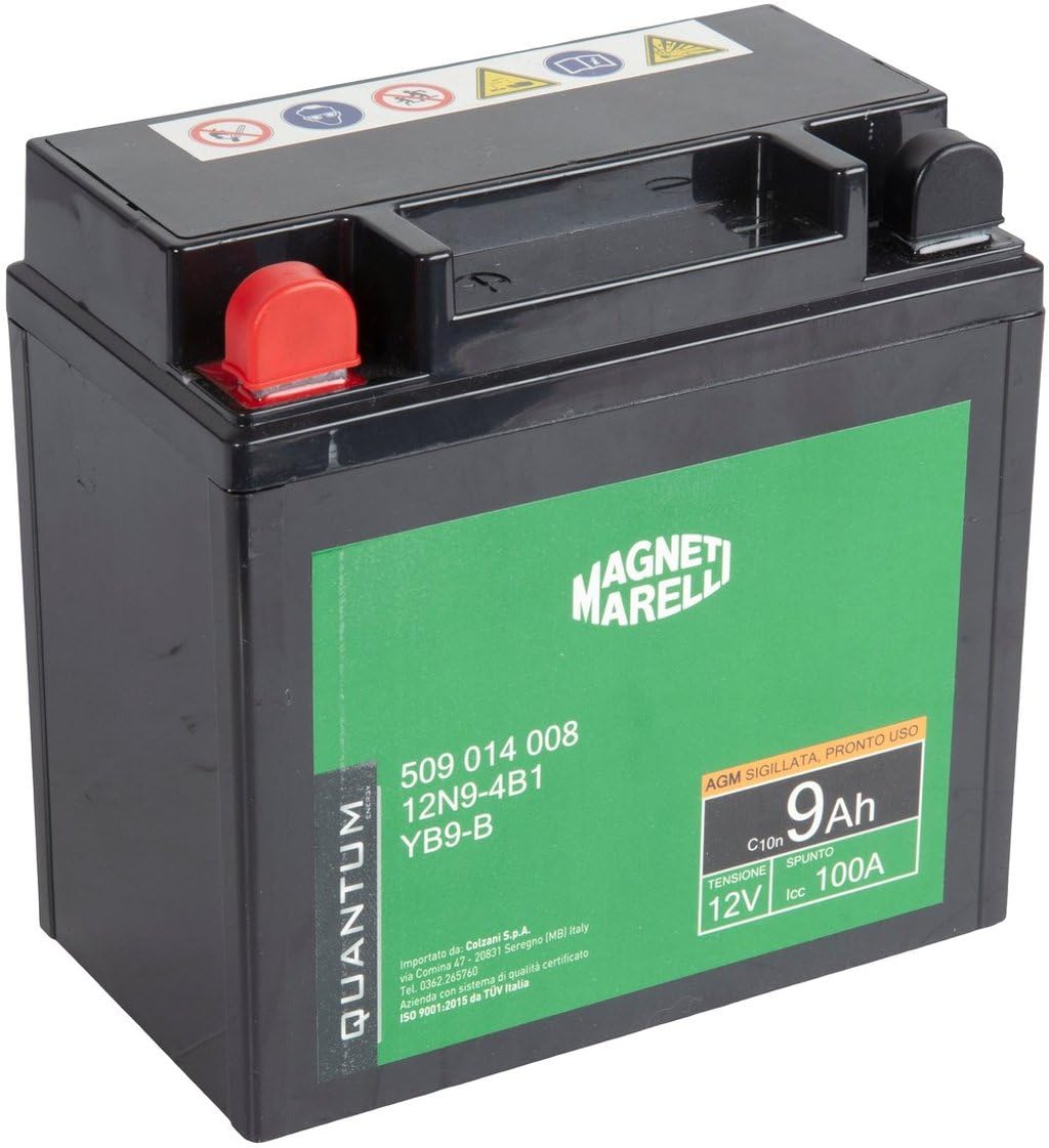 Magneti Marelli 12N9BS - motociklu un skuteru akumulators ar kreiso pozitīvo polu, 9Ah, 12V, 100A