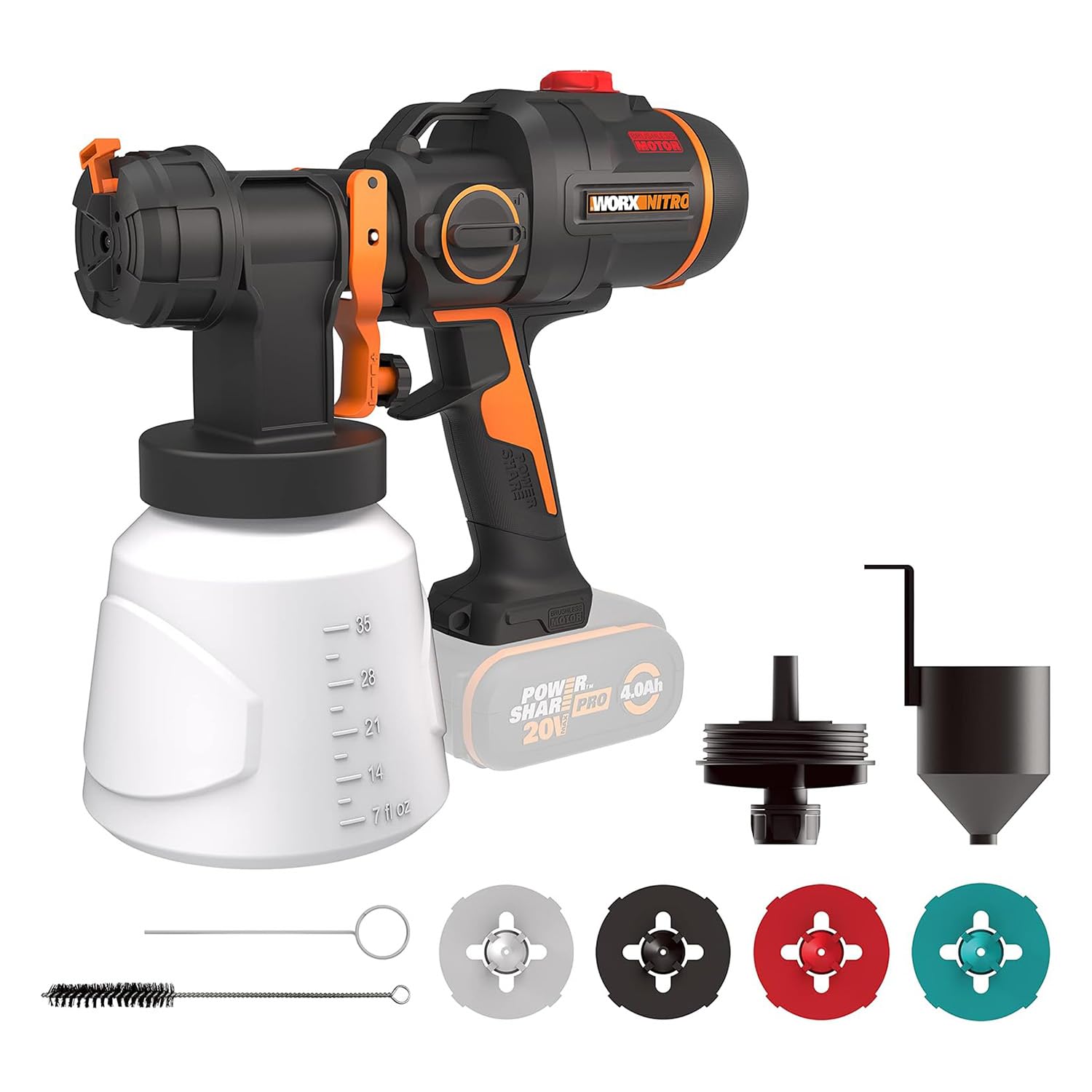 WORX WX020.9 NITRO - Bezvadu krāsošanas pistole 20 V, BEZ akumulatora un lādētāja