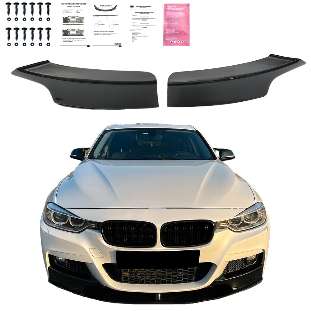ONEWAY AUTO ACCESSORIES - Priekšējie sānu spoileri, BMW 3. sērijas ,F30 2012–2019 M paketei, spīdīgi melni