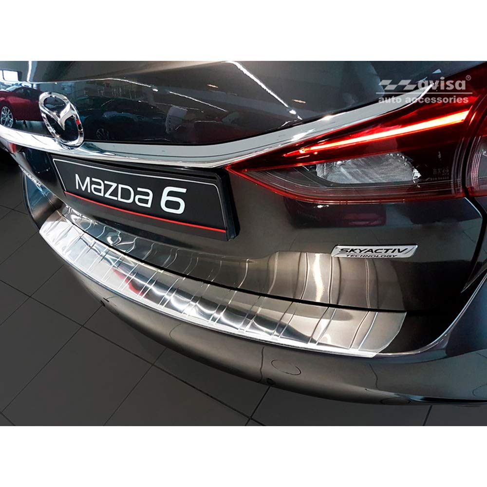 Avisa 235293 - nerūsējošā tērauda aizmugurējais bamperaizsargs, Mazda 6 III GJ kombi 2012– ribi (garā versija)