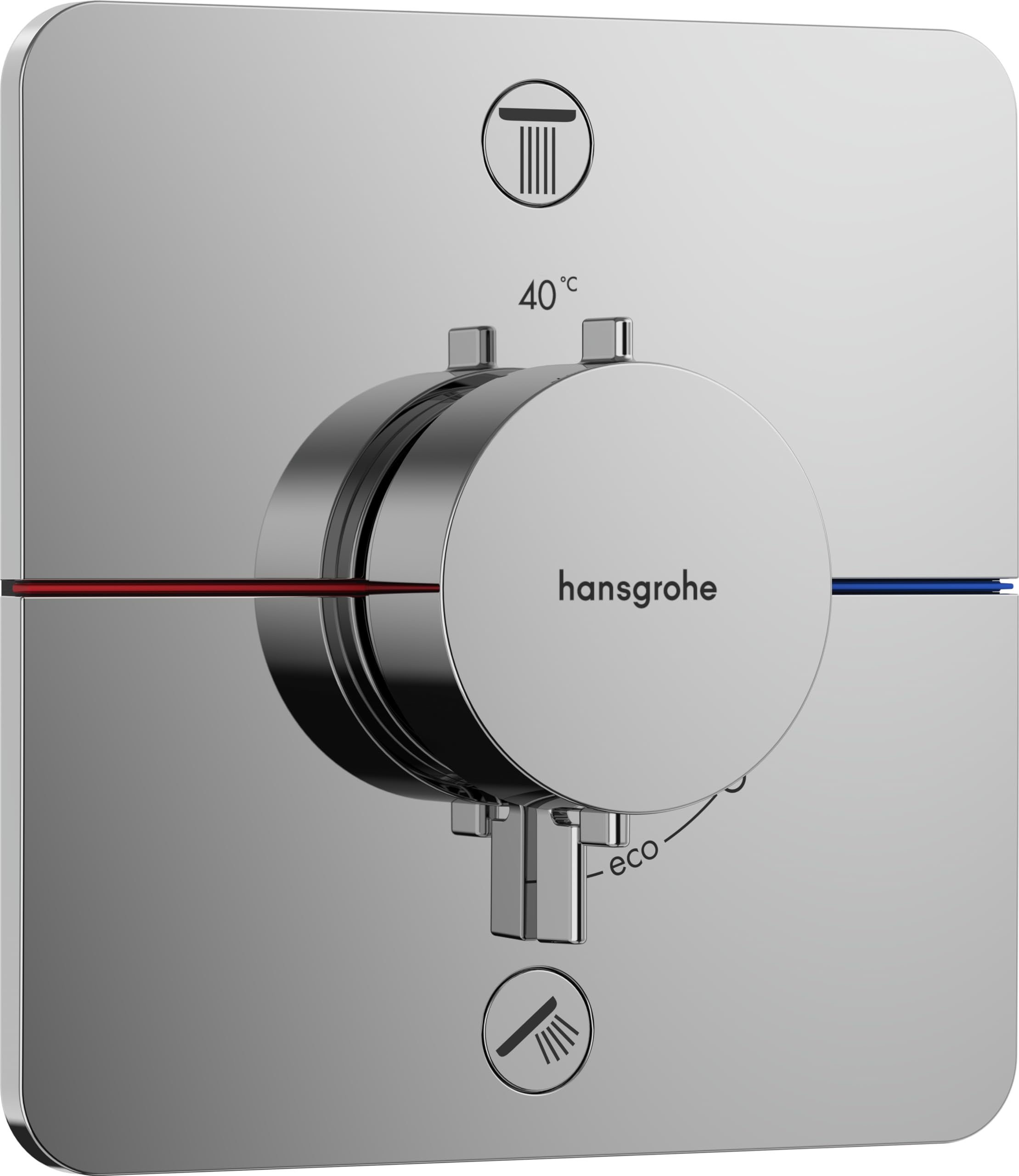 Hansgrohe ShowerSelect Comfort Q - iebūvējamais termostats 2 patērētājiem ar SafetyStop, hroms