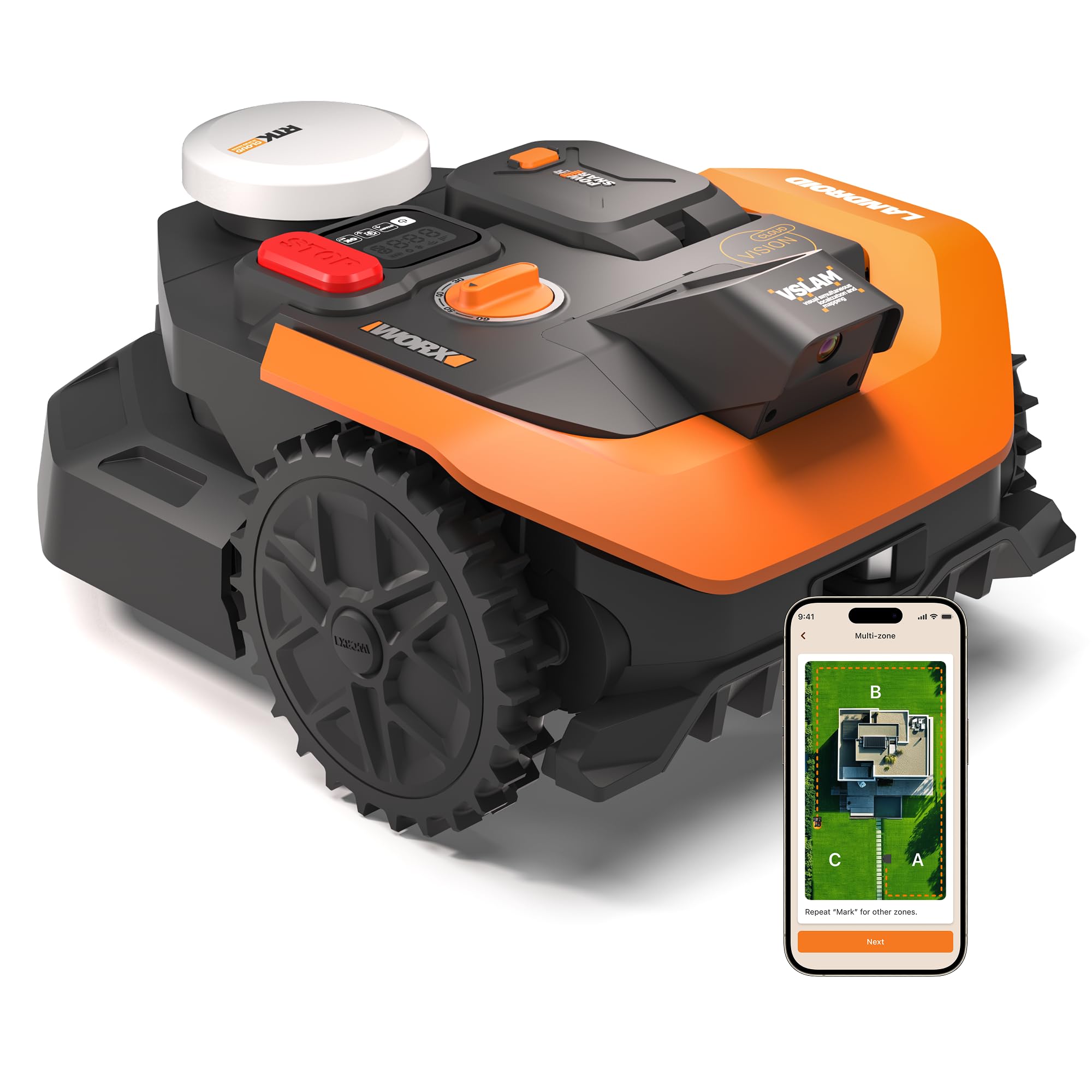 WORX Landroid Vision Cloud WR303E - Robots zāles pļāvējs bez robežkabeļa, līdz 300 m2