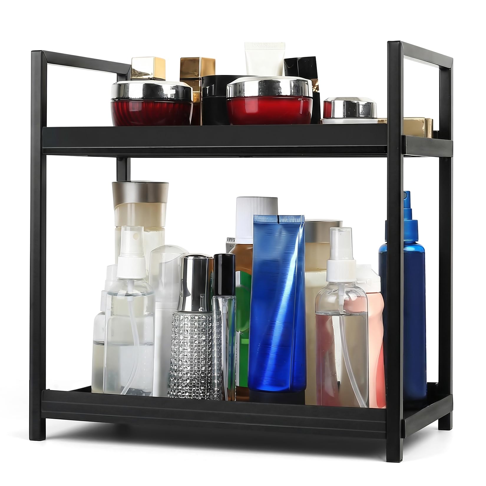 BATENGKEJI - Divu slāņu make-up un virtuves organizētājs ar dzelzs rāmi, 30 x 17 x 30 cm
