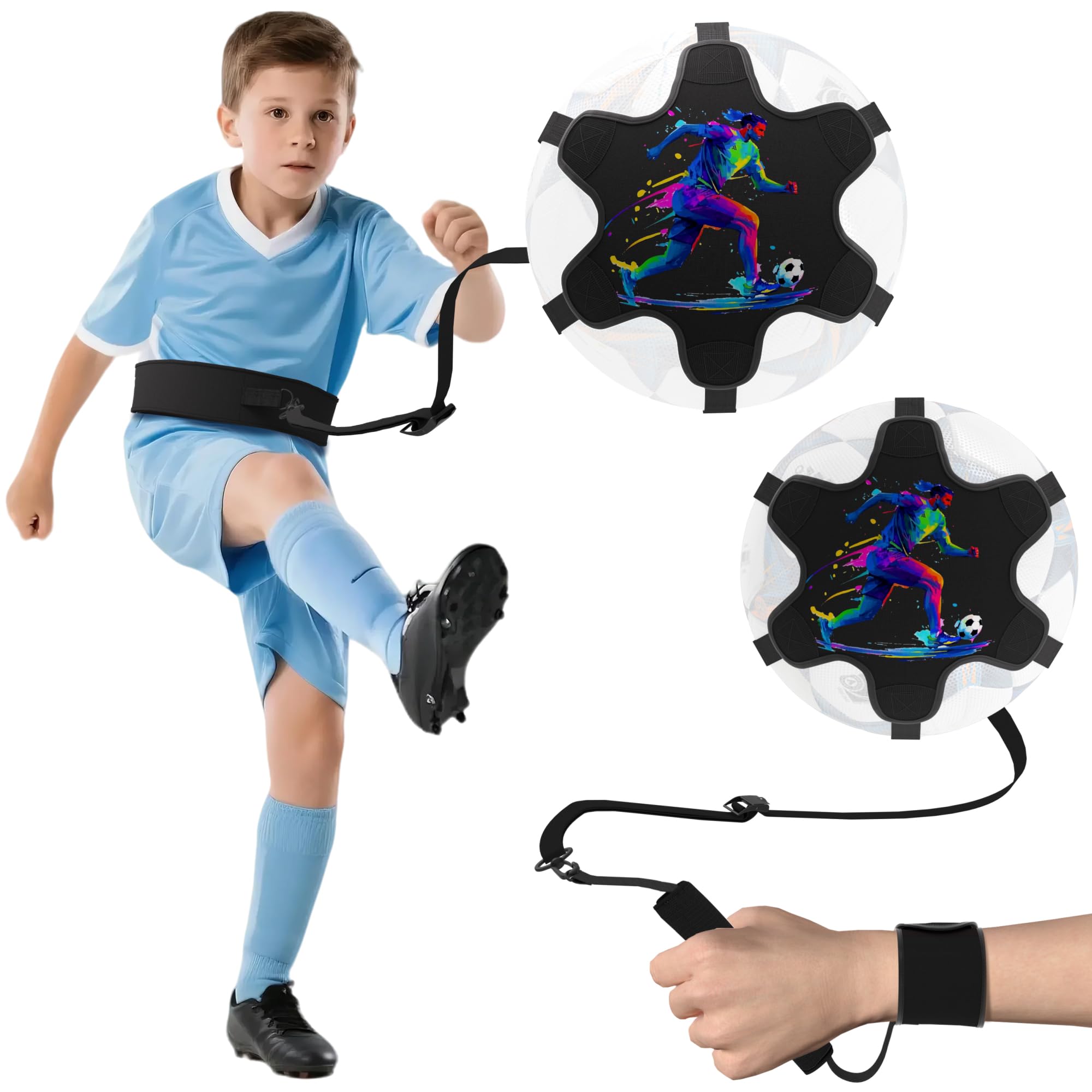 Readaeer 2in1 - Futbola treniņu sistēma ar elastīgu jostas un plaukstas locītavas saiti
