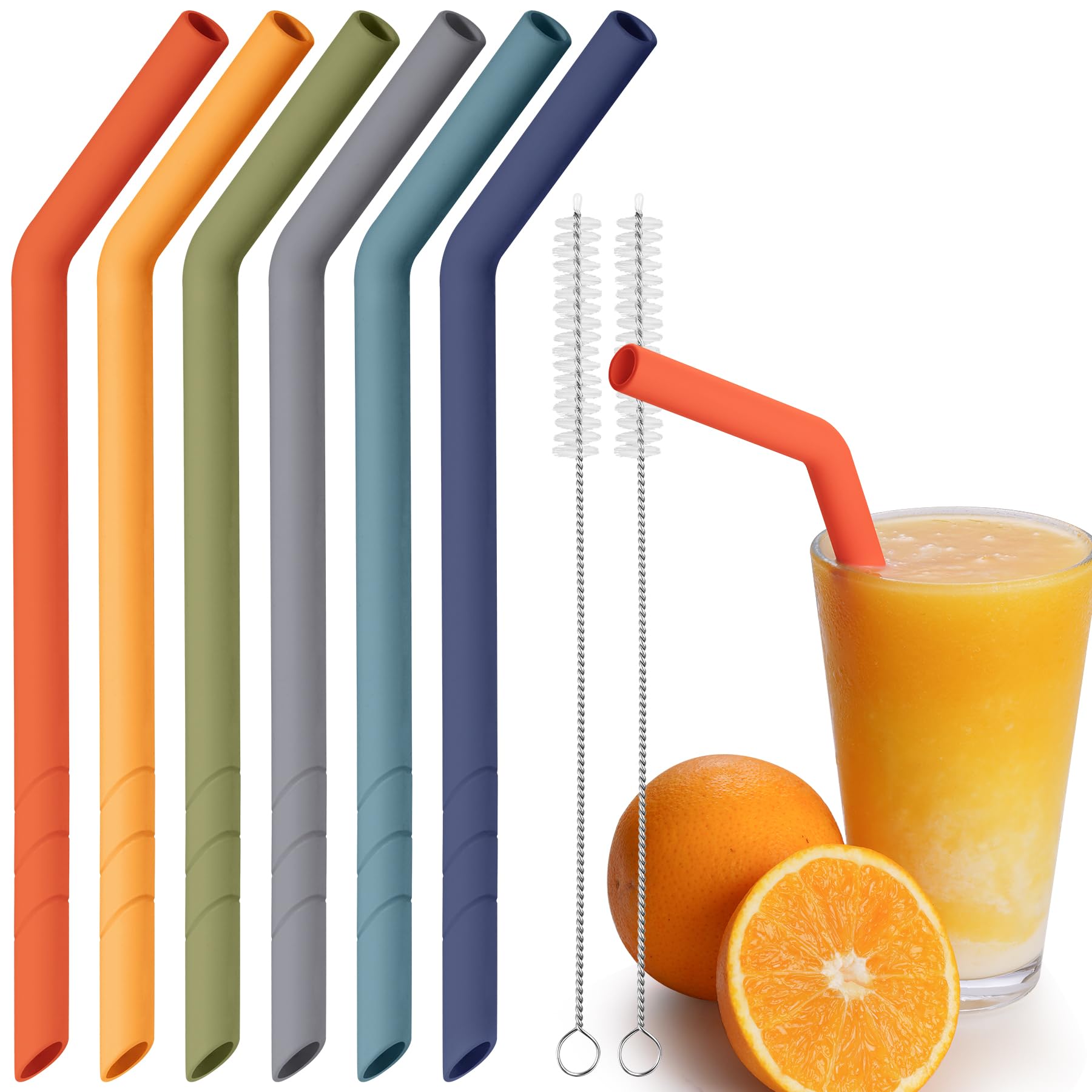 NiHome - silikona salmiņi atkārtotai lietošanai boba, smūtijiem un bubble tea, 6 gab.