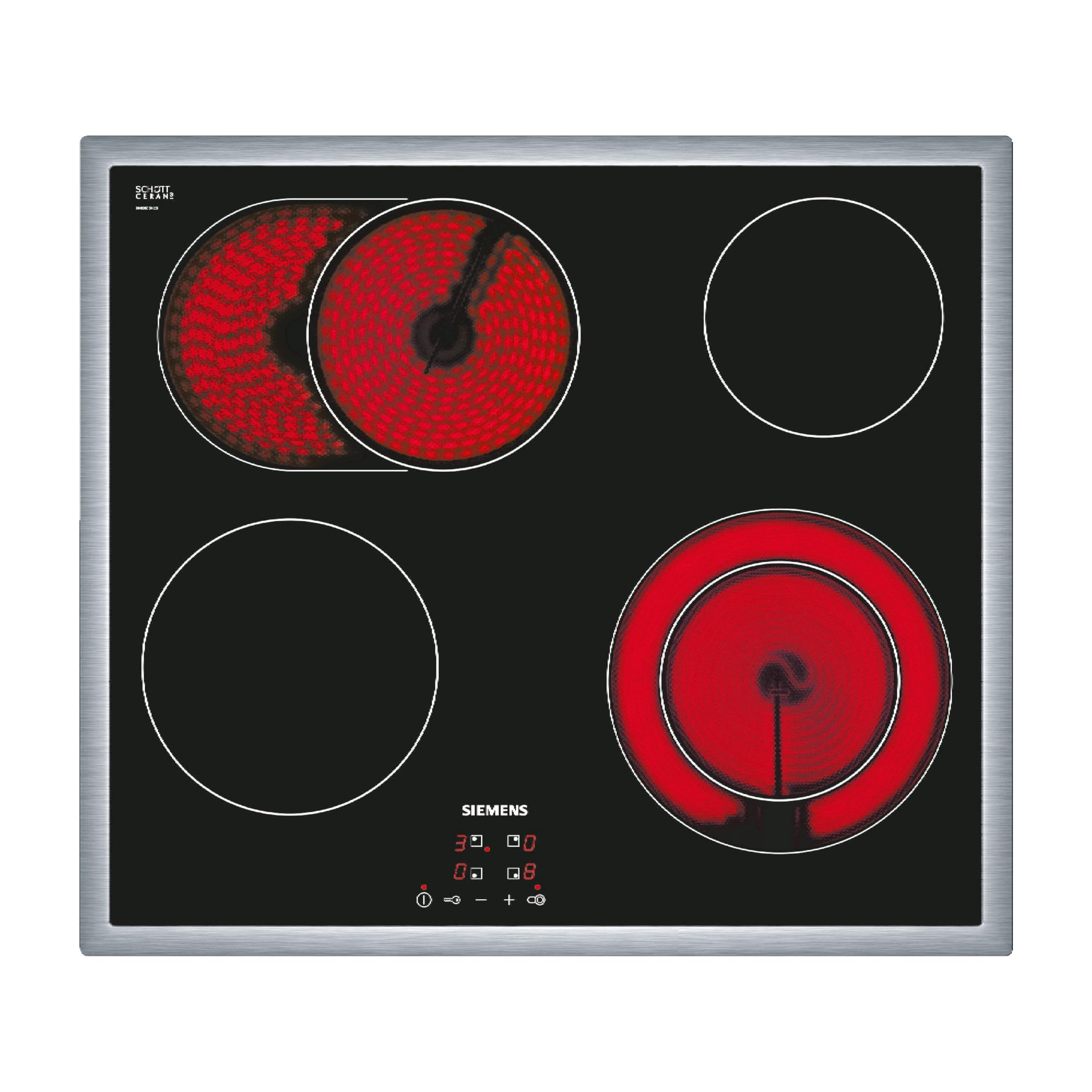 Siemens iQ300 ET645HN17E - Elektriskā stikla keramikas plīts virsma ar cepšanas zonu, 60 cm, 2000W