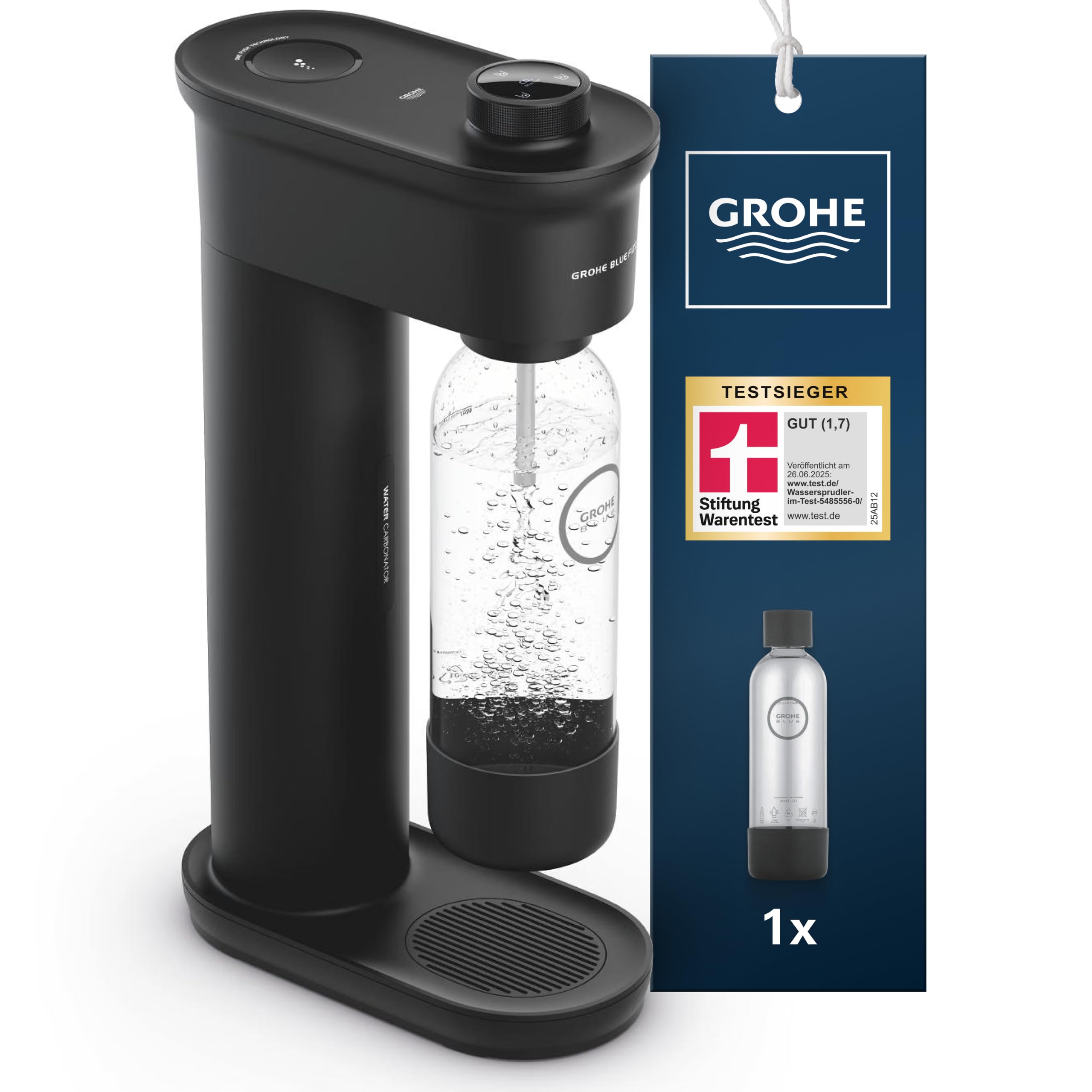 GROHE Blue Fizz 31943K00 - Ūdens gāzētājs, starter komplekts ar 0,85 l pudeli, melns